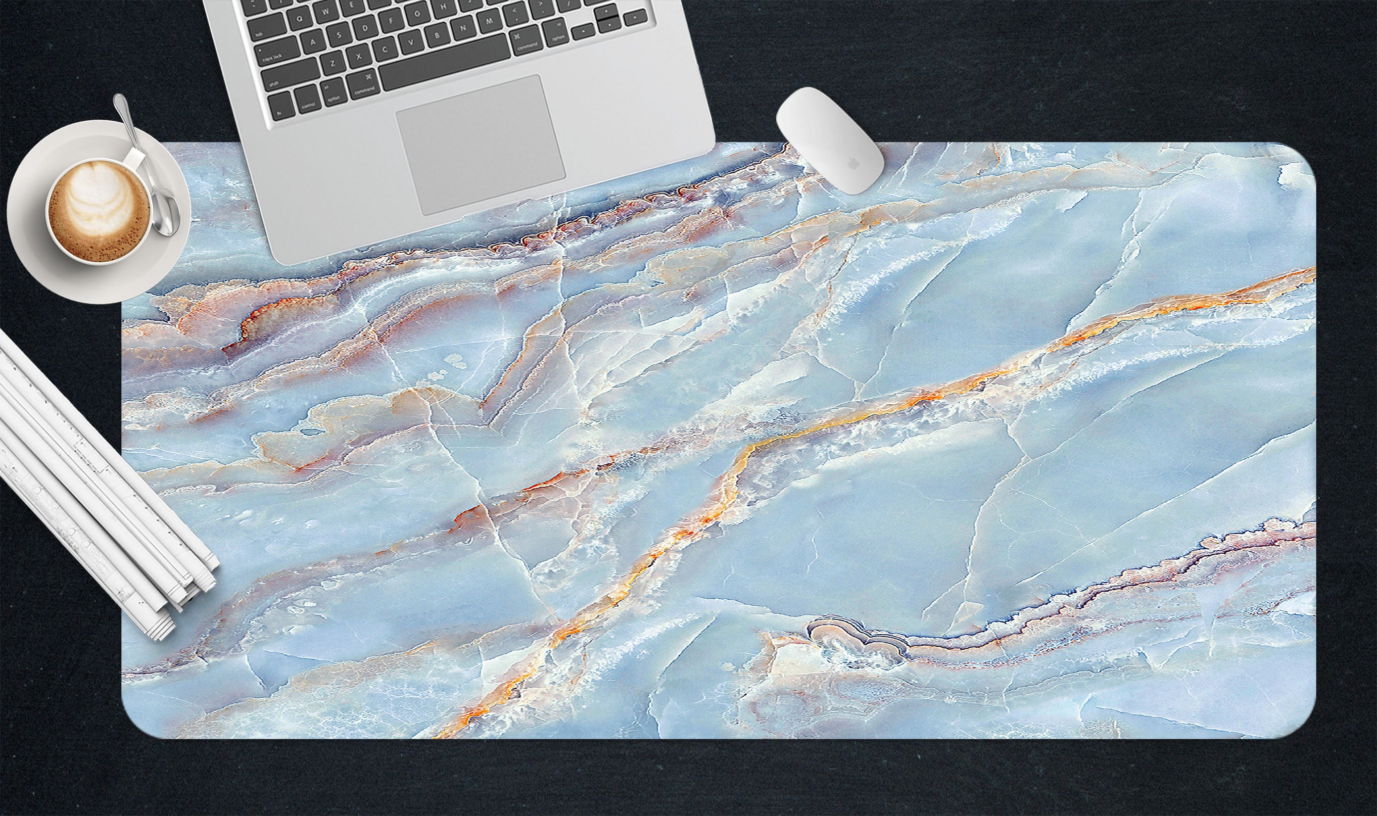 3D Light Blue Marble 17198 Desk Mat