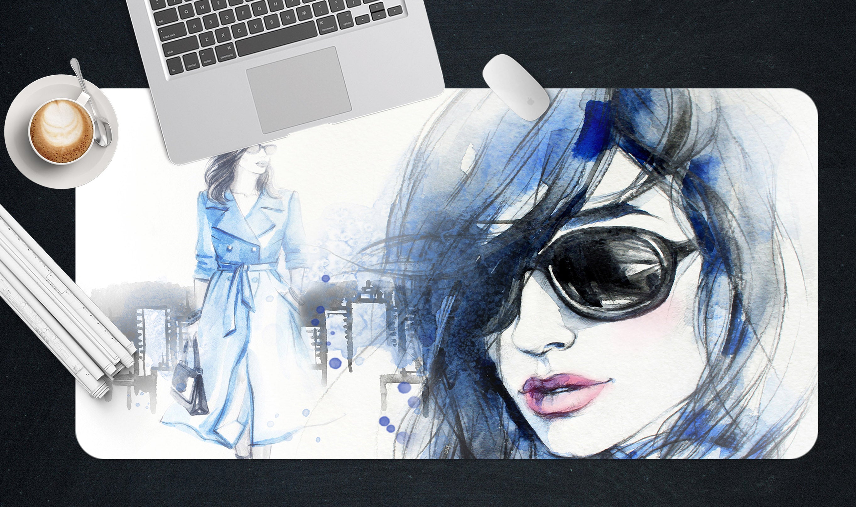 3D Blue Female 17151 Desk Mat