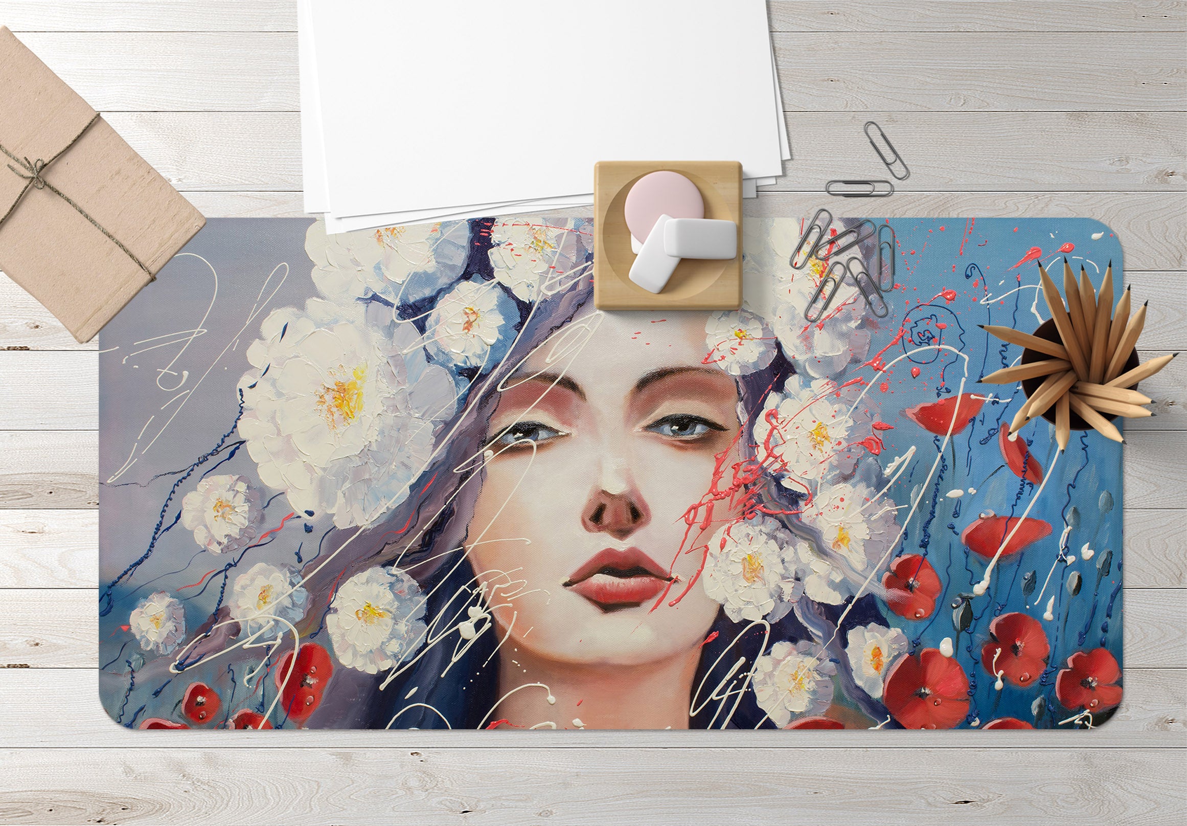 3D Flower Woman 17125 Desk Mat