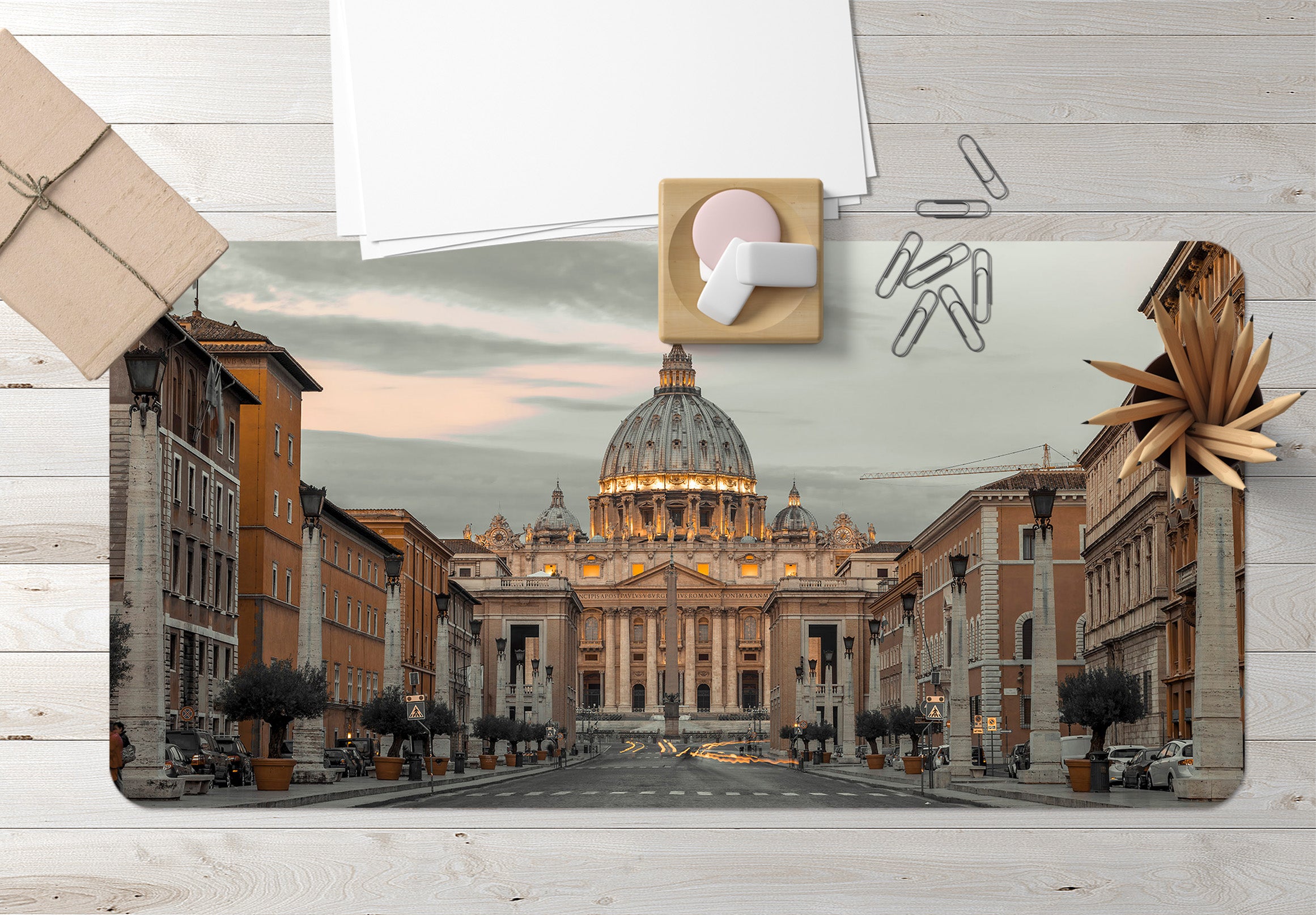 3D Castle Building 7733 Assaf Frank Desk Mat