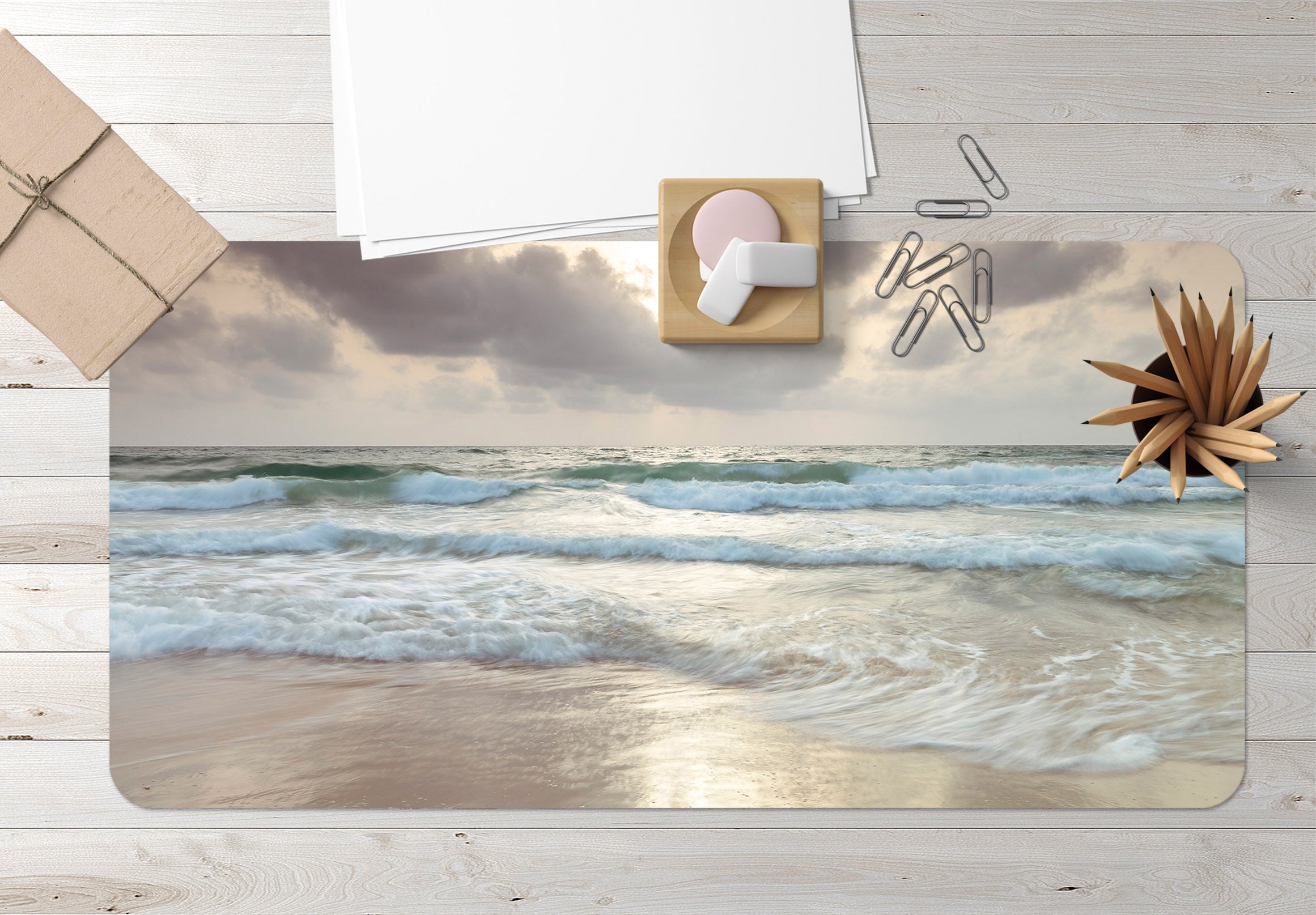 3D Cloud Sea Waves 7741 Assaf Frank Desk Mat