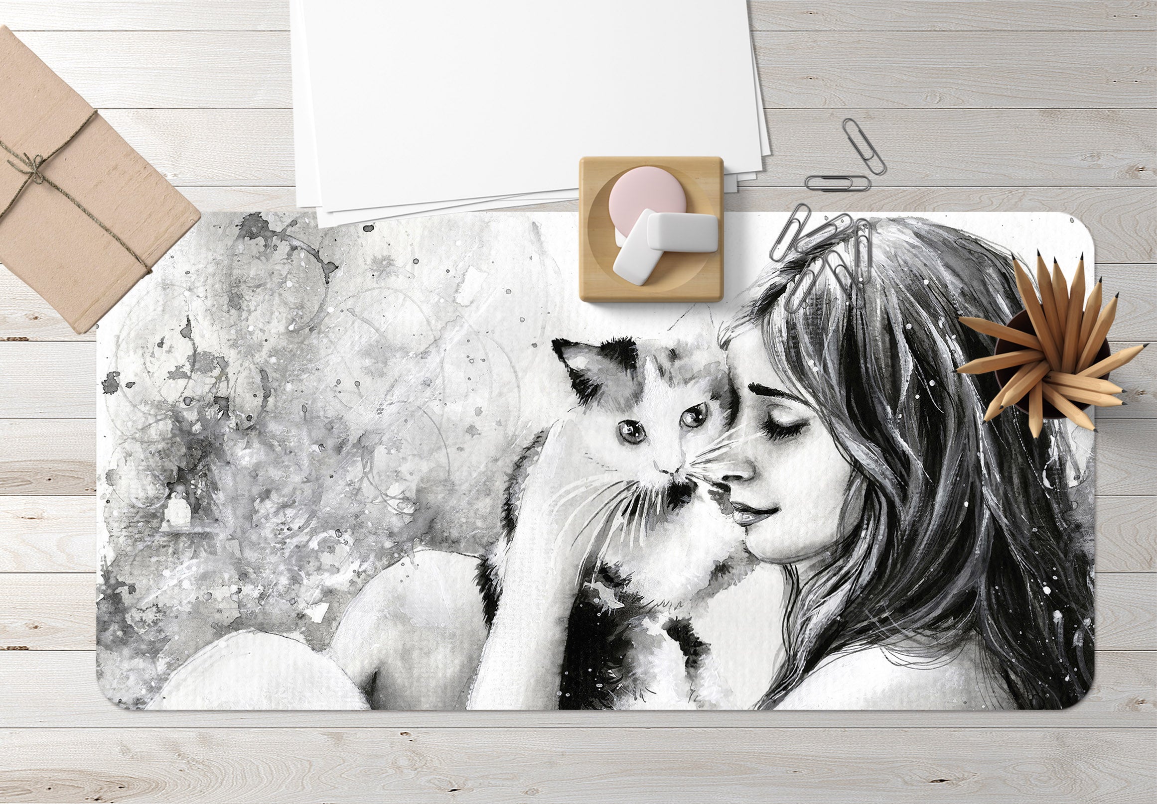 3D Cat Female 17132 Desk Mat
