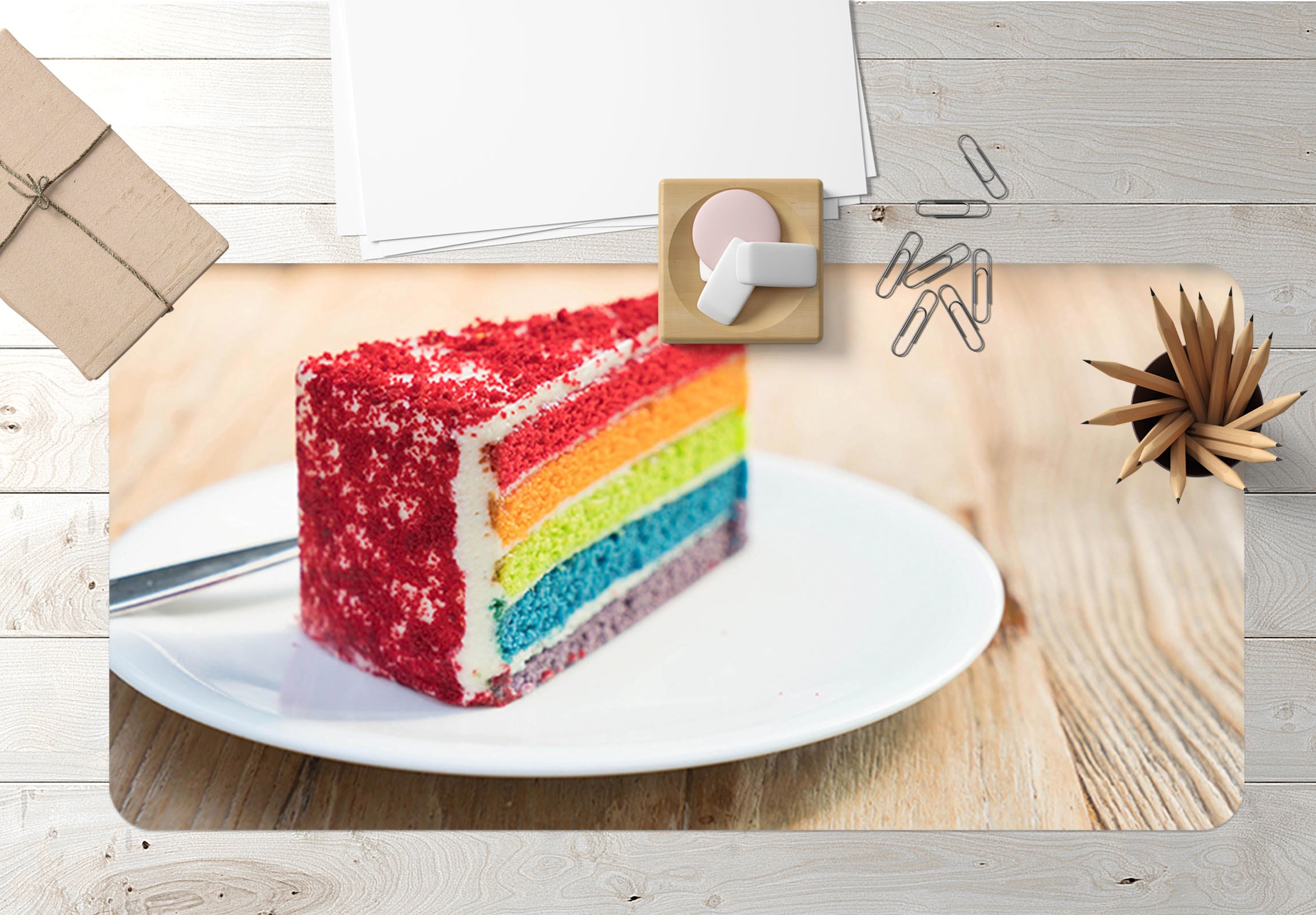 3D Rainbow Cake 17030 Desk Mat
