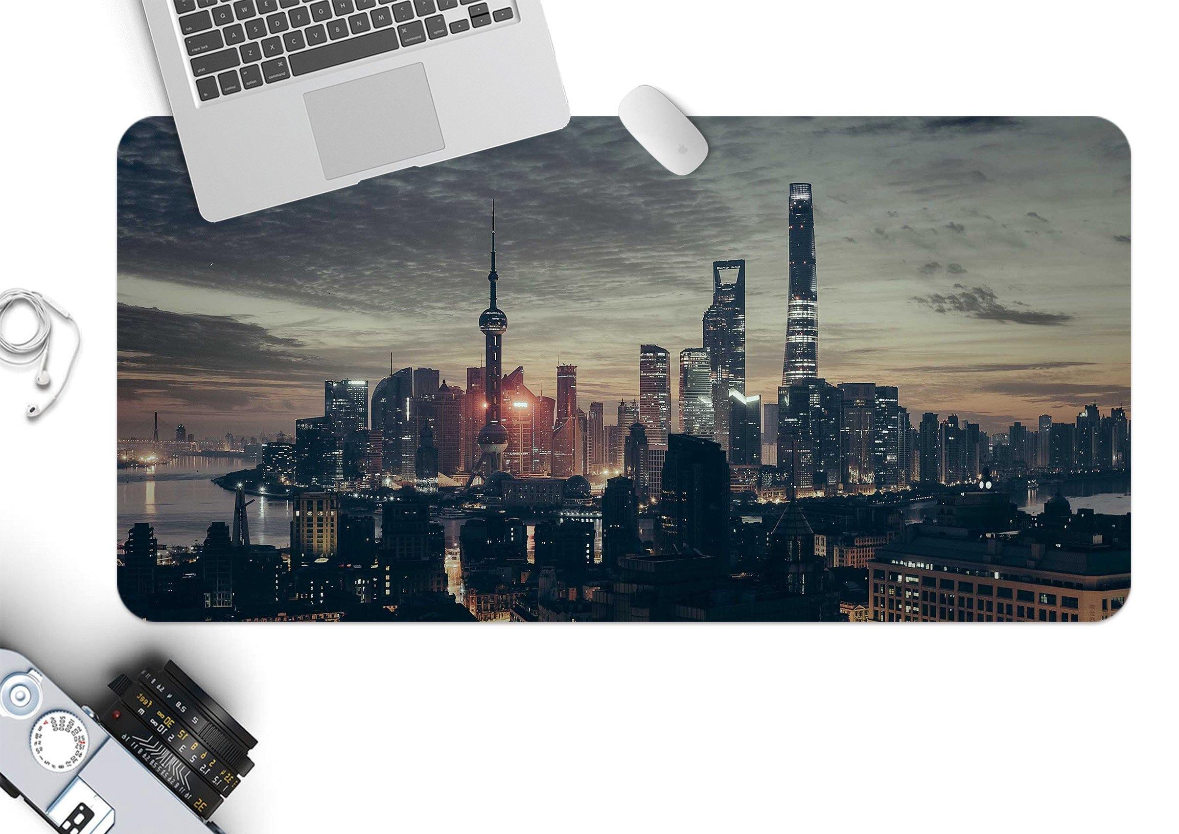 3D Night Building 138 Desk Mat Mat AJ Creativity Home 