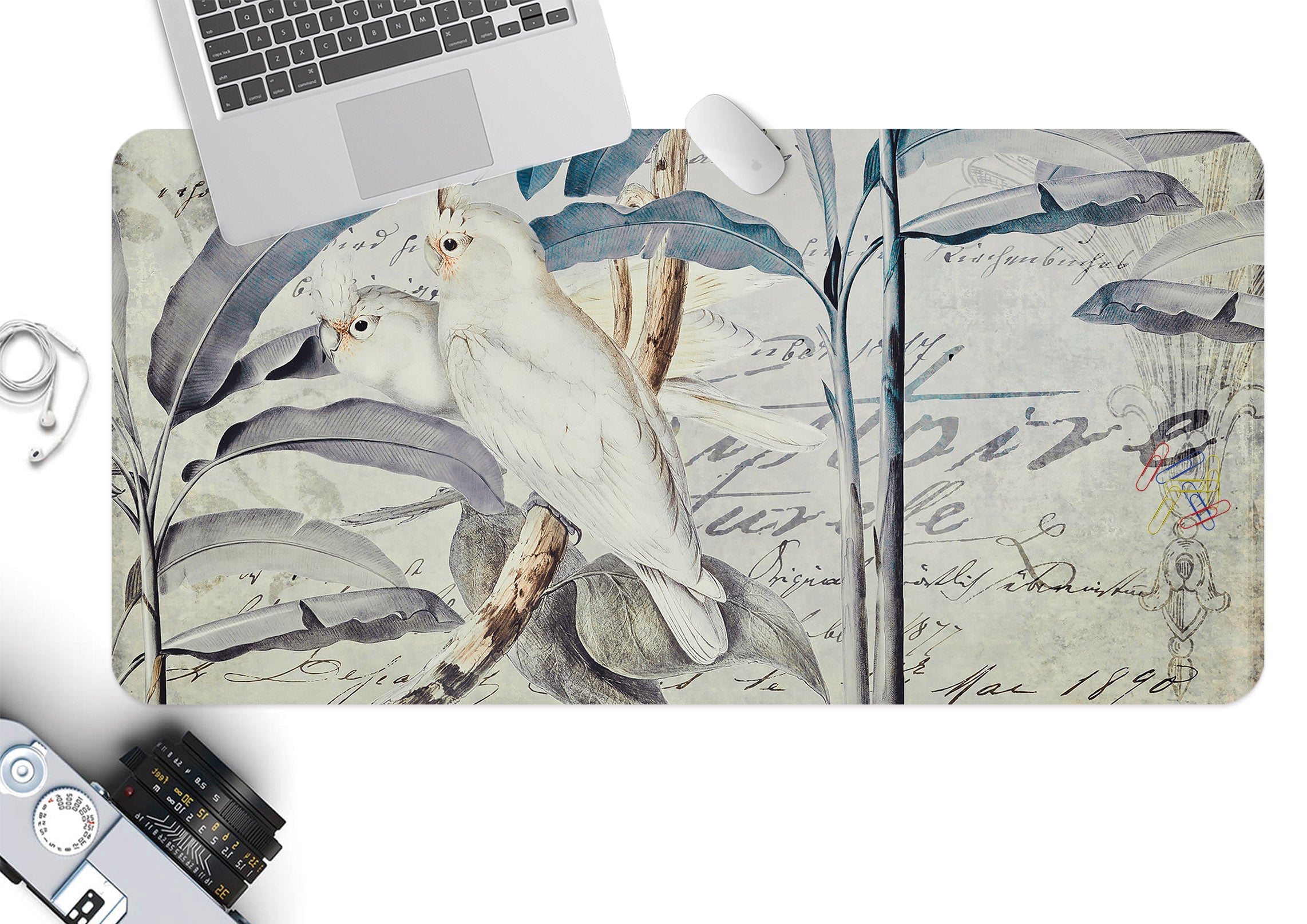 3D Bird Leaves 5232 Andrea Haase Desk Mat