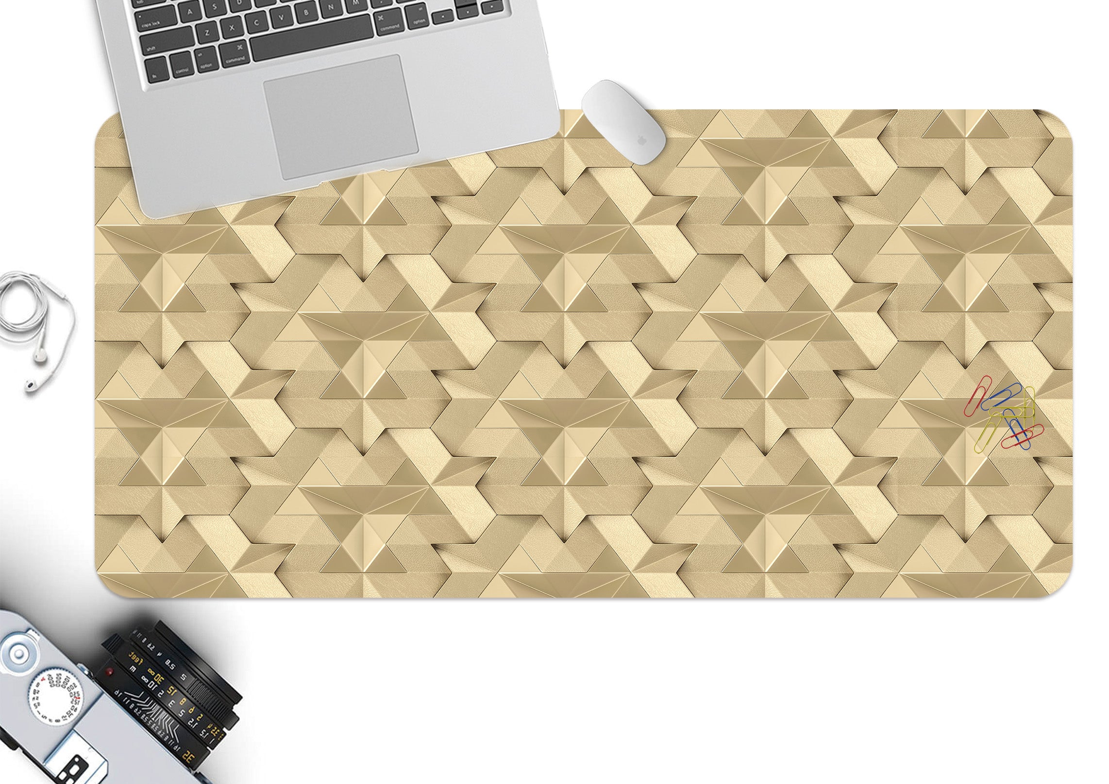 3D Brown Yellow Polygon 18044 Desk Mat