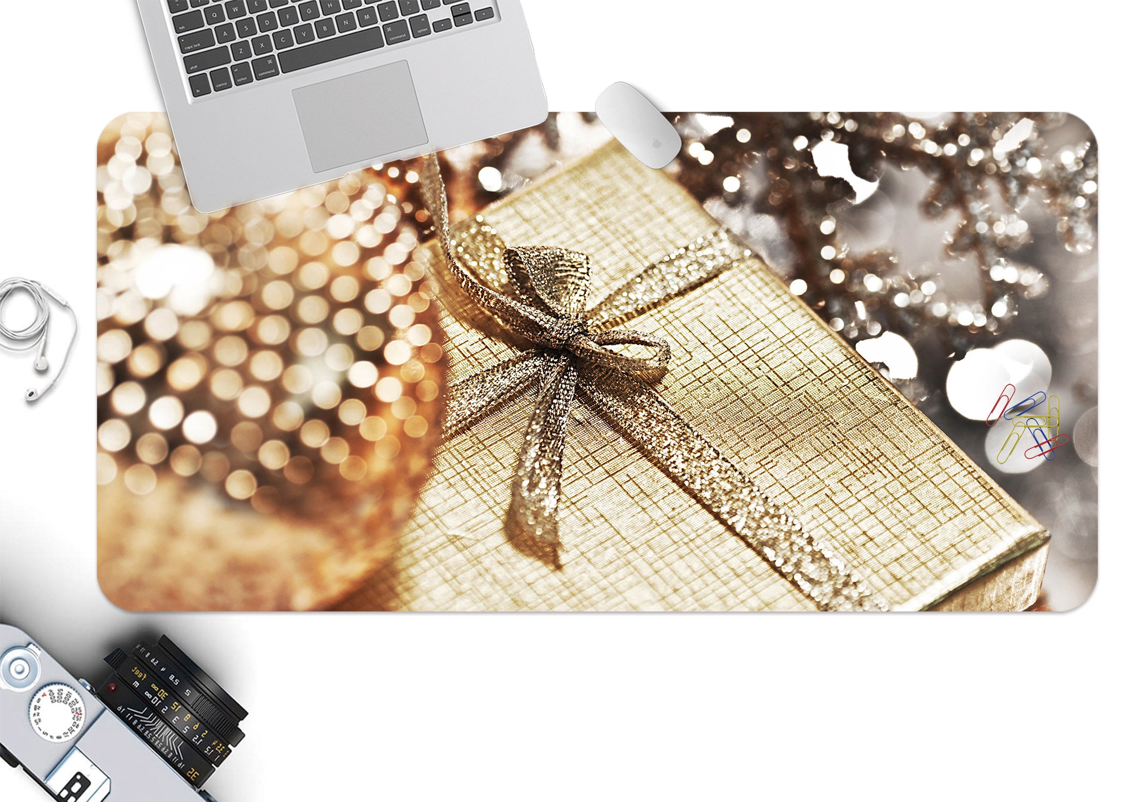 3D Golden Ball 51164 Christmas Desk Mat Xmas