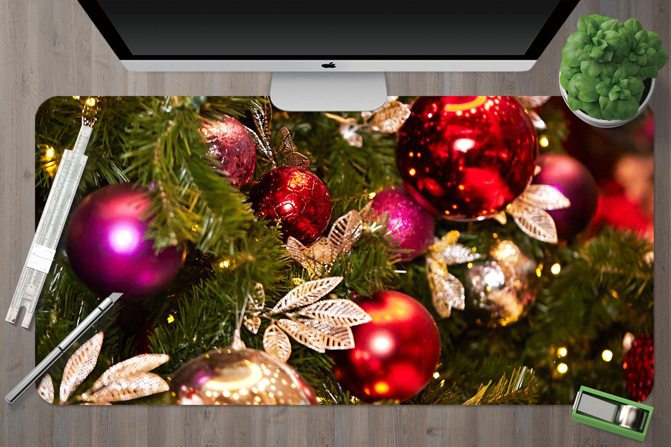 3D Red Ball 51223 Christmas Desk Mat Xmas