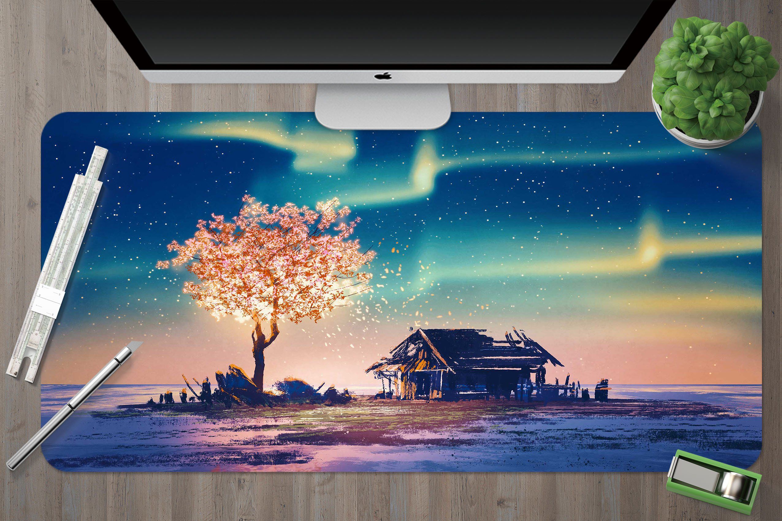3D House Stars 163 Desk Mat Mat AJ Creativity Home 