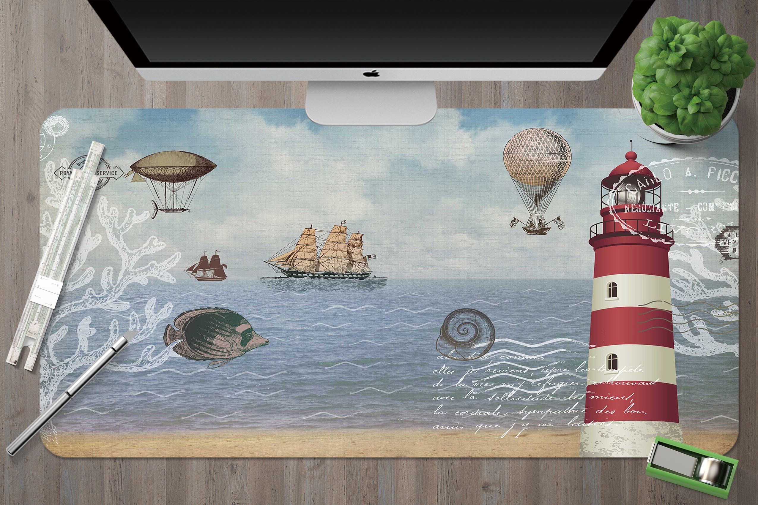 3D Lighthouse Boat 084 Desk Mat Mat AJ Creativity Home 