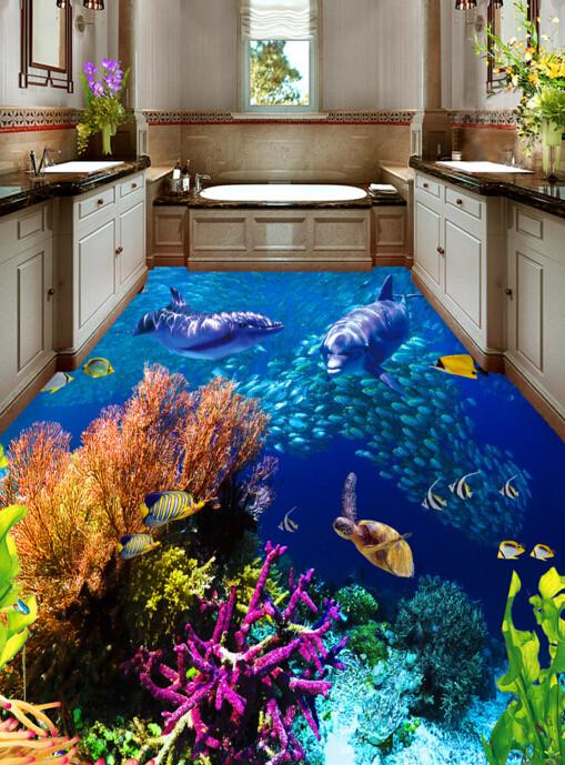 3D Sea Bottom Corals Floor Mural Wallpaper AJ Wallpaper 2 
