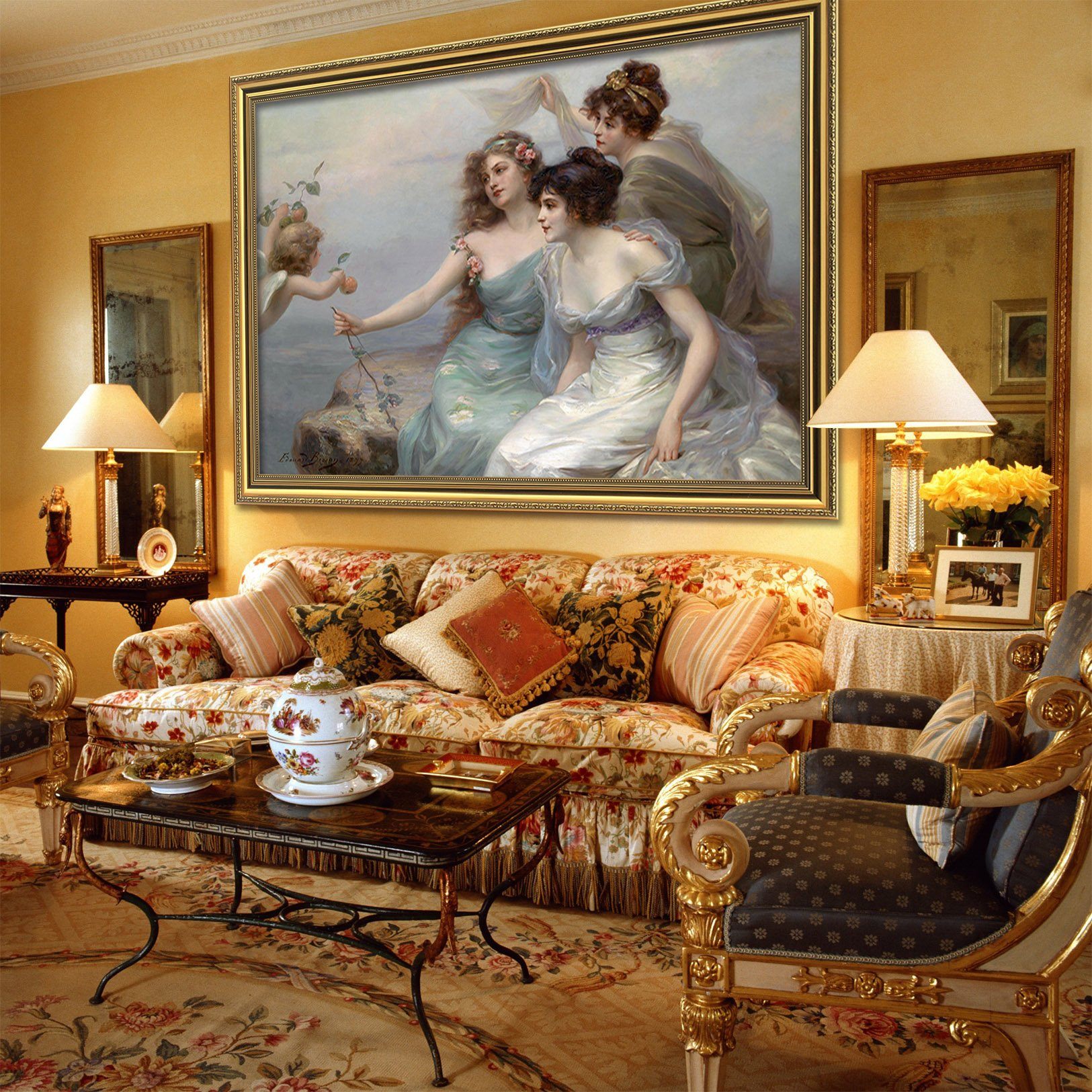 3D Beauties And Angel 1 Fake Framed Print Painting Wallpaper AJ Creativity Home 