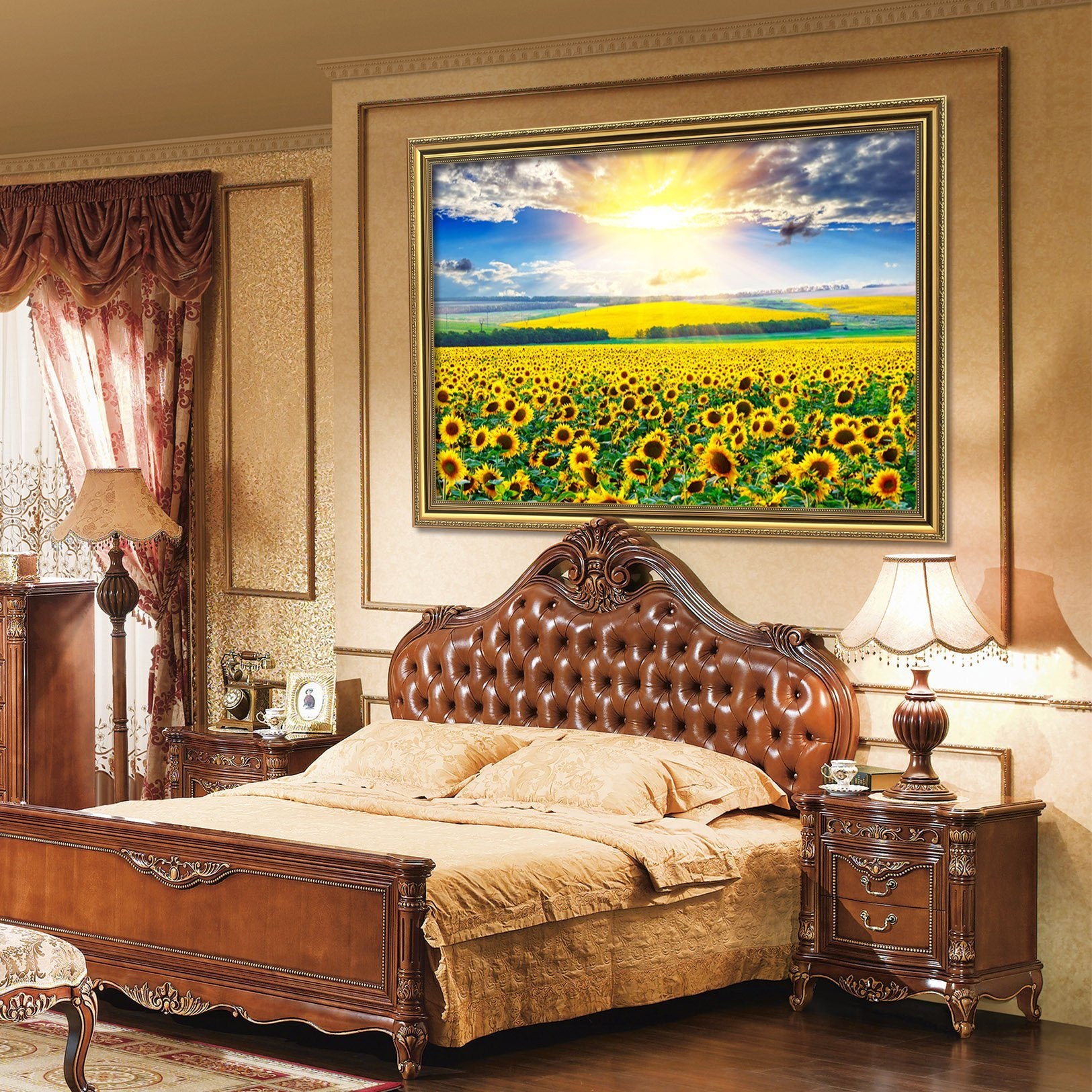 3D Sunshine Sunflower 161 Fake Framed Print Painting Wallpaper AJ Creativity Home 