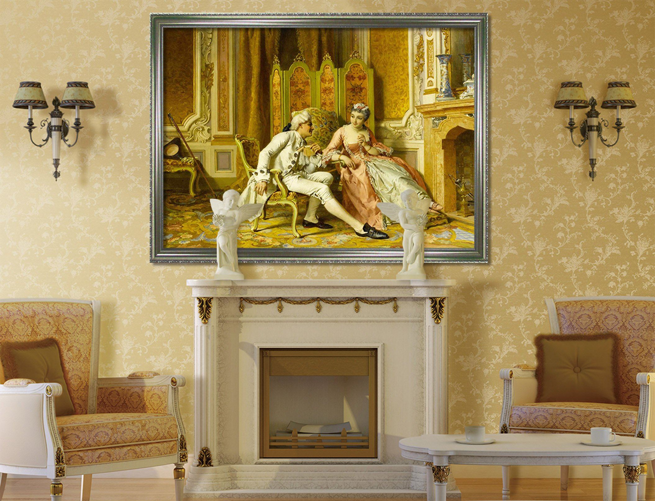 3D Couples Look 140 Fake Framed Print Painting Wallpaper AJ Creativity Home 