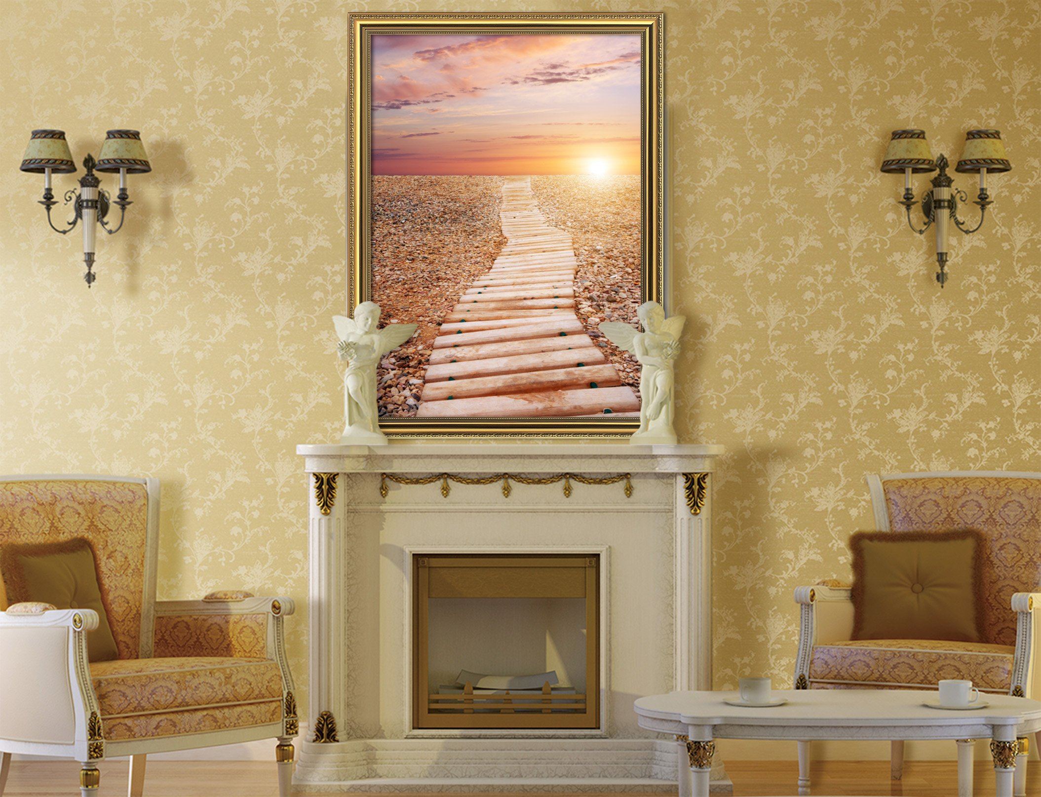 3D Sunshine Sande 044 Fake Framed Print Painting Wallpaper AJ Creativity Home 