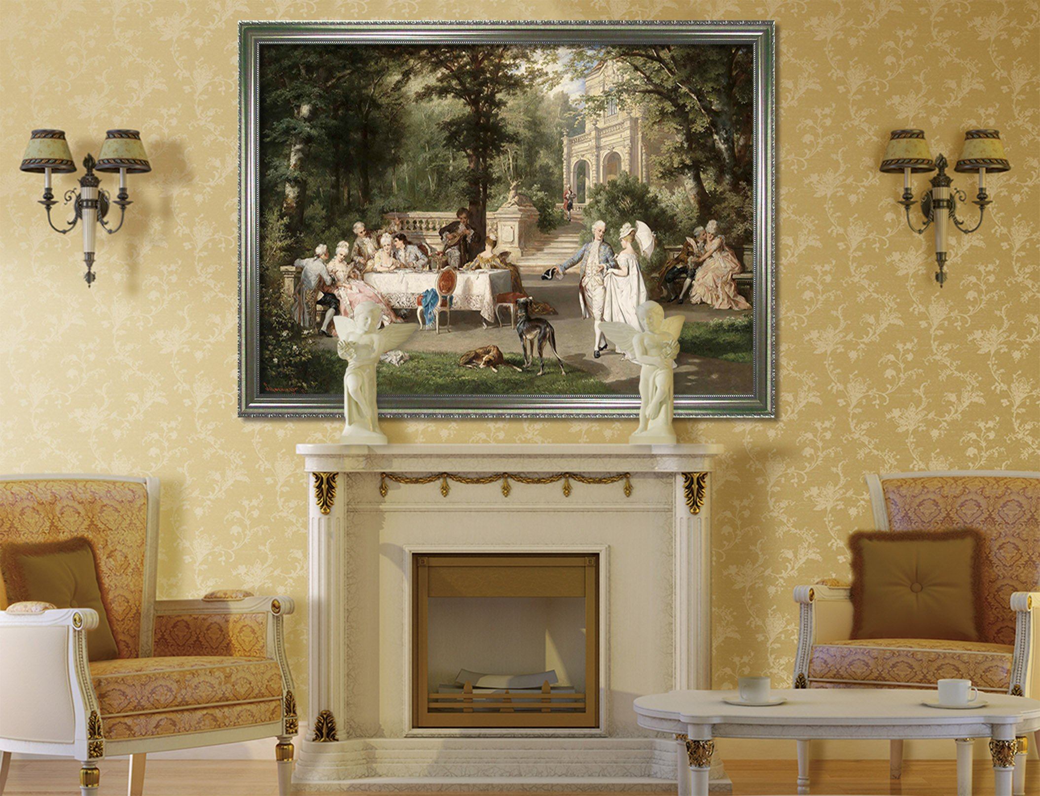 3D Relaxing Afternoon Tea 148 Fake Framed Print Painting Wallpaper AJ Creativity Home 