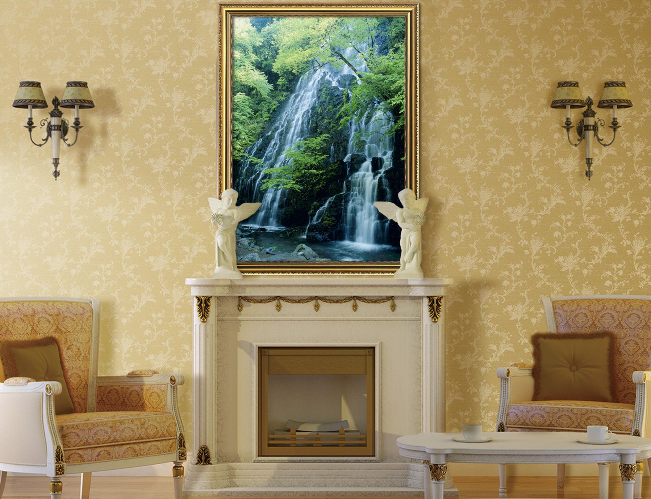 3D Precipitous Waterfall 145 Fake Framed Print Painting Wallpaper AJ Creativity Home 