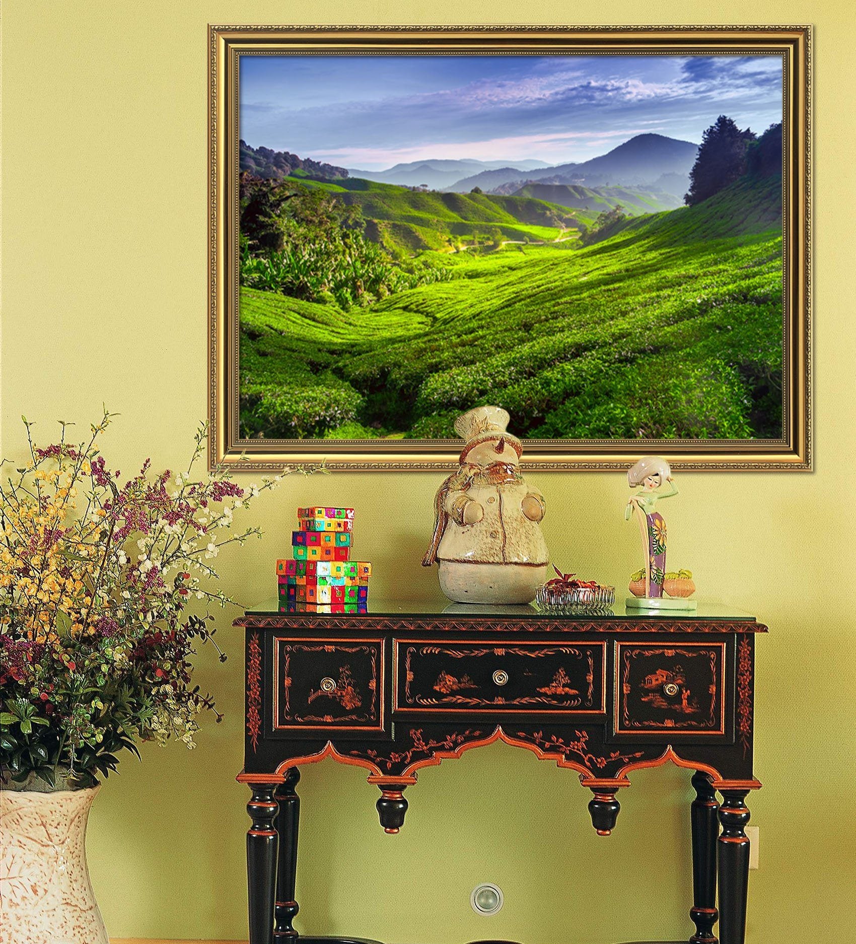 3D Green Fields 184 Fake Framed Print Painting Wallpaper AJ Creativity Home 