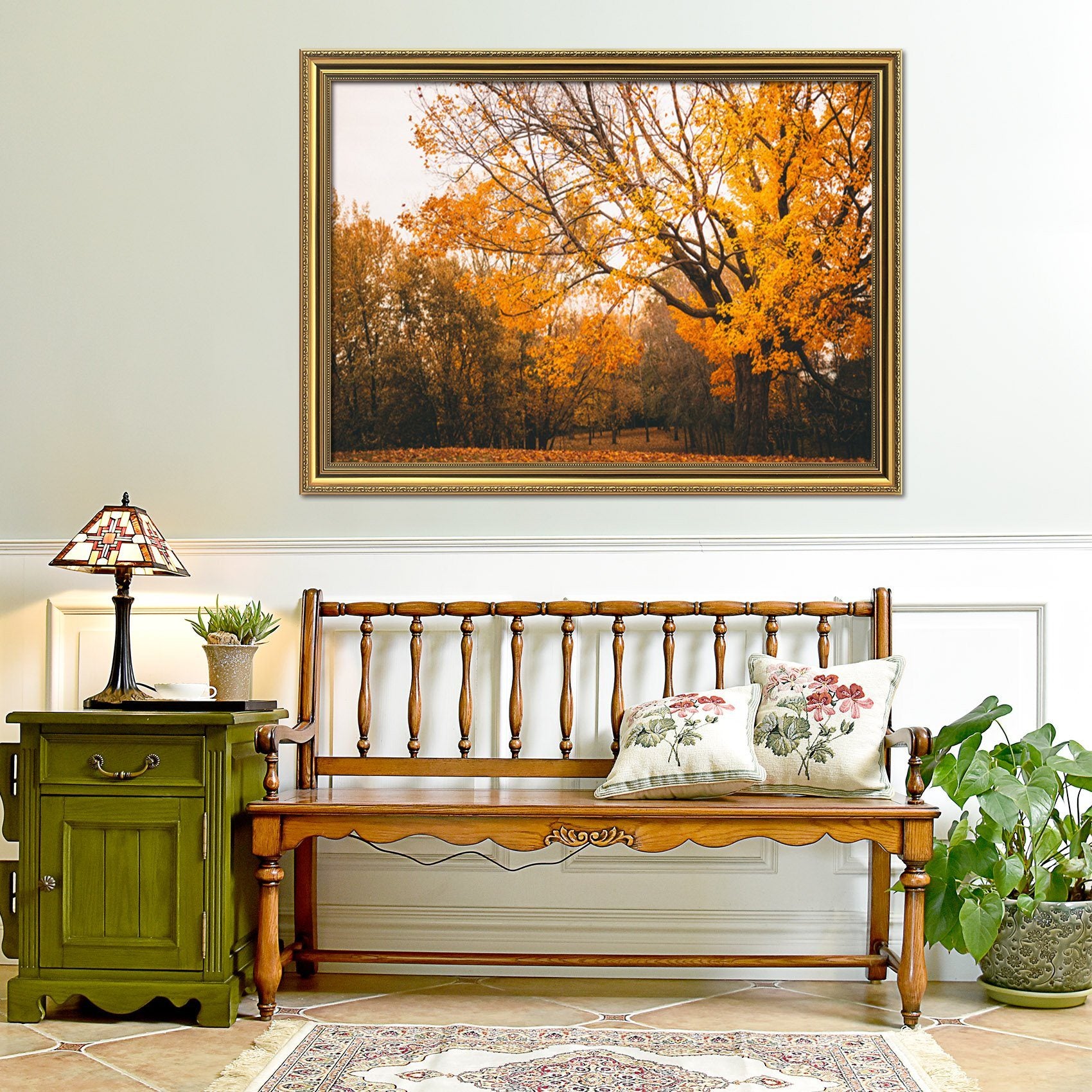 3D Autumn Leaves 021 Fake Framed Print Painting Wallpaper AJ Creativity Home 