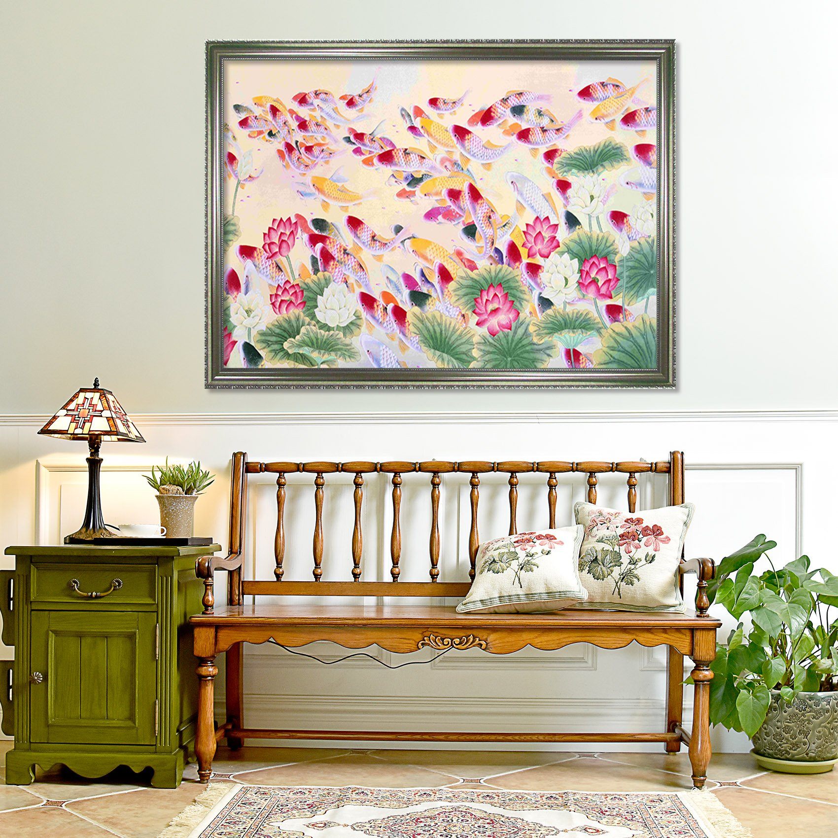 3D Fish School 016 Fake Framed Print Painting Wallpaper AJ Creativity Home 