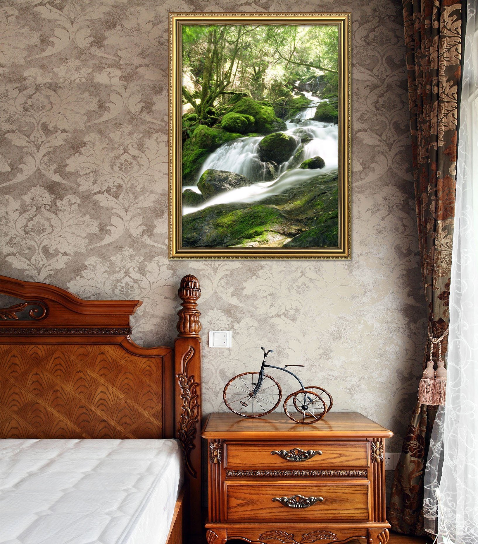 3D Moss River 062 Fake Framed Print Painting Wallpaper AJ Creativity Home 