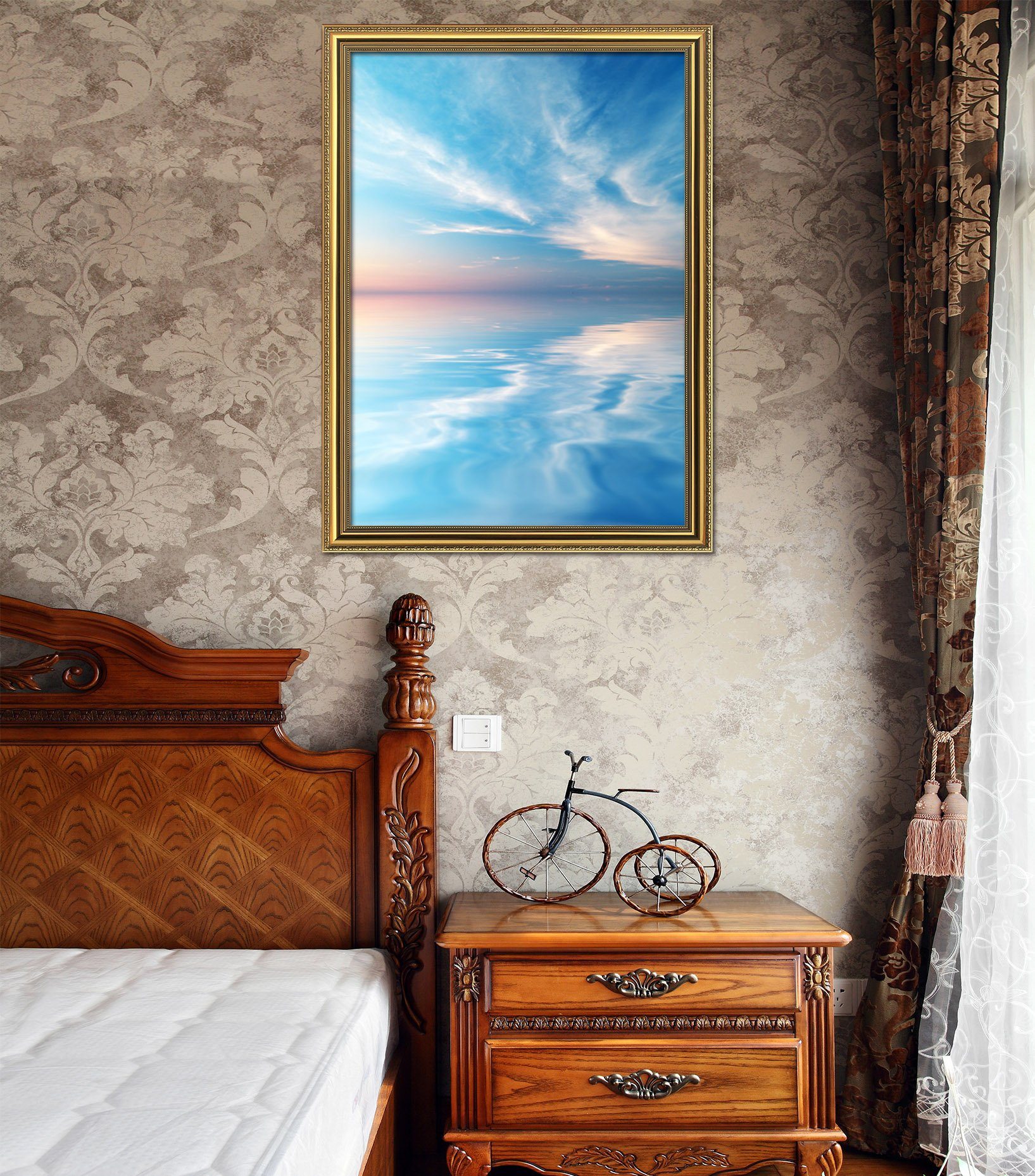 3D Beautiful Lake 018 Fake Framed Print Painting Wallpaper AJ Creativity Home 