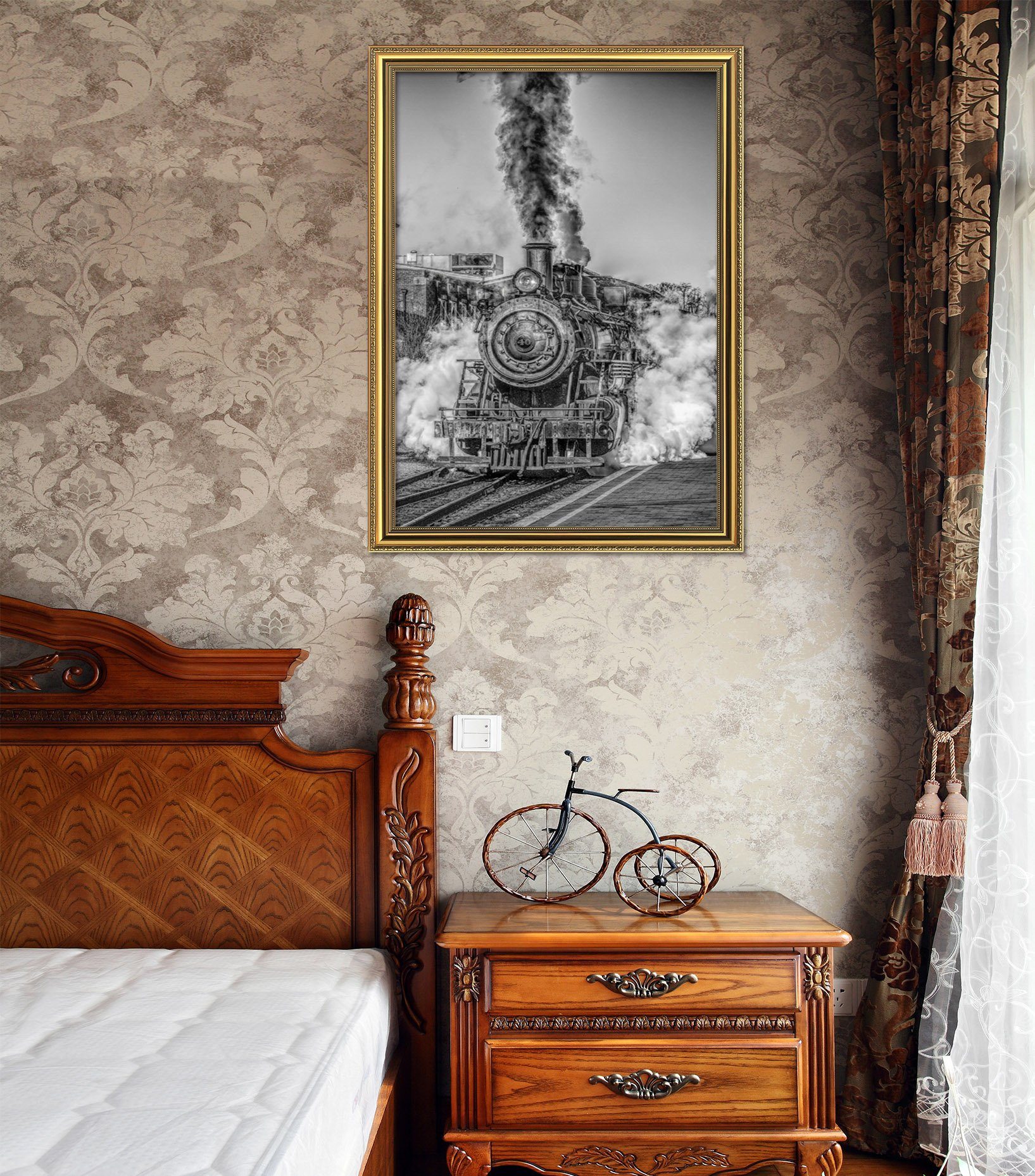 3D Open Train 070 Fake Framed Print Painting Wallpaper AJ Creativity Home 