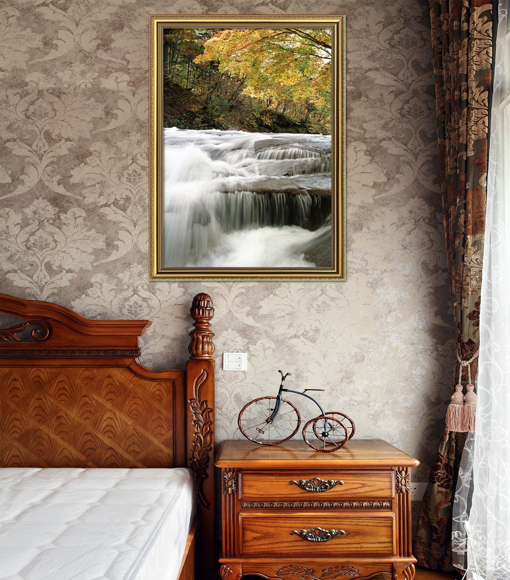 3D Forest River 006 Fake Framed Print Painting Wallpaper AJ Creativity Home 