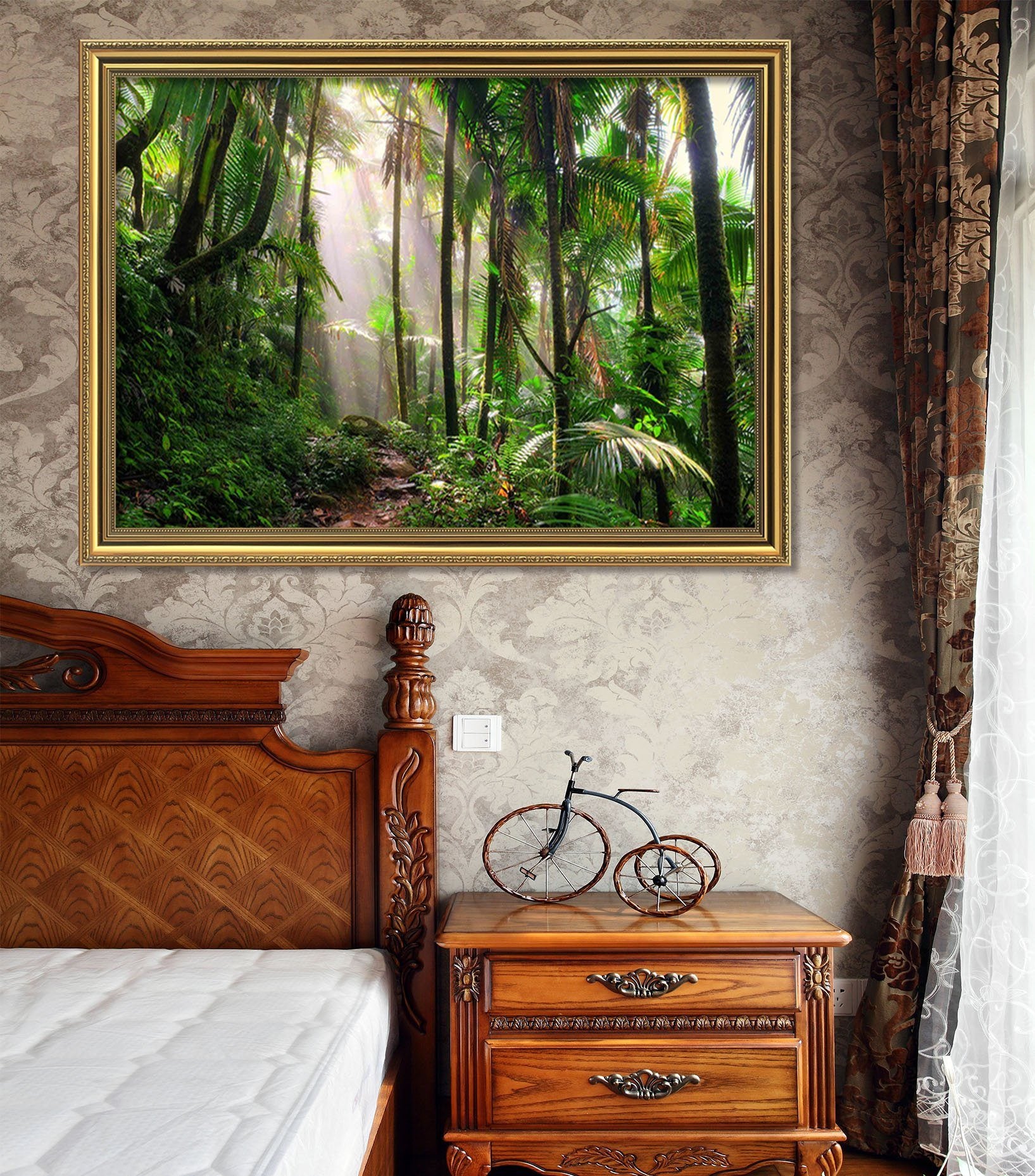 3D Forest Sunshine 107 Fake Framed Print Painting Wallpaper AJ Creativity Home 