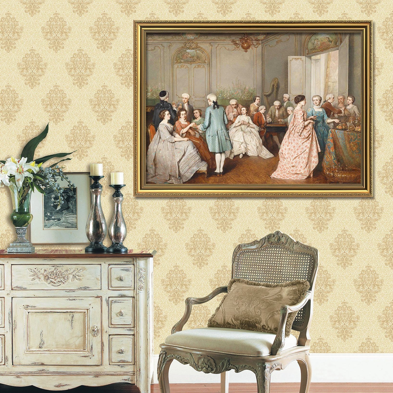 3D Get Together 034 Fake Framed Print Painting Wallpaper AJ Creativity Home 