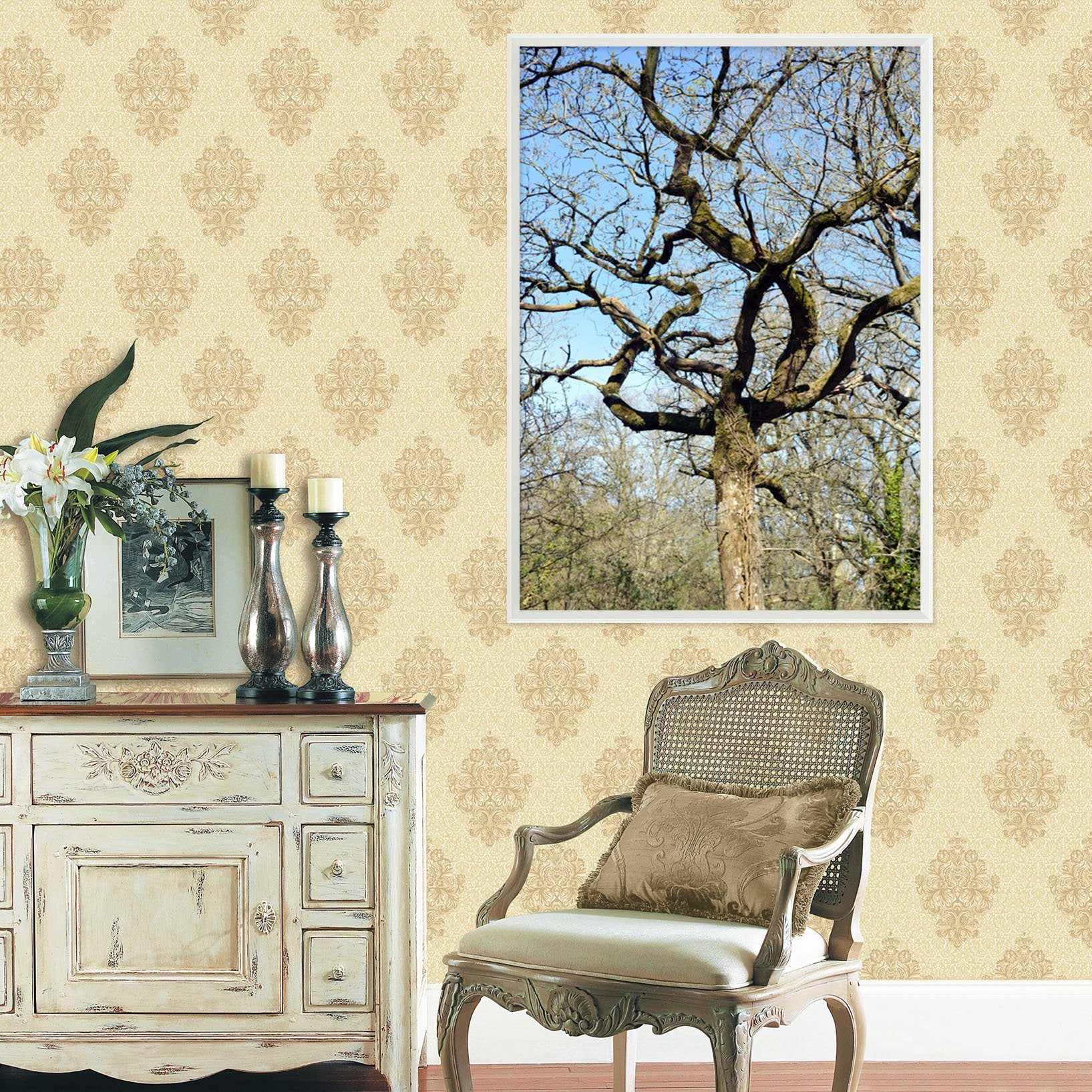 3D Tree Bending 073 Fake Framed Print Painting Wallpaper AJ Creativity Home 