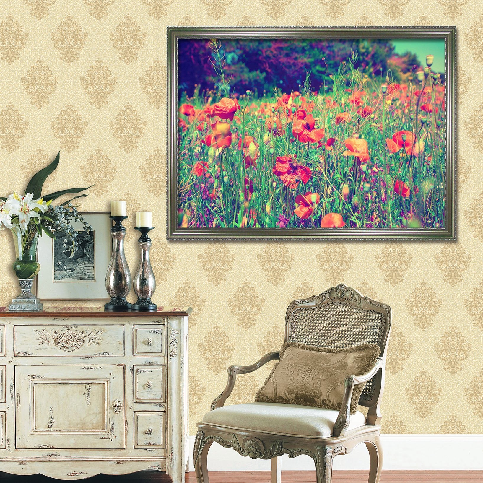 3D Blooming Flowers 097 Fake Framed Print Painting Wallpaper AJ Creativity Home 