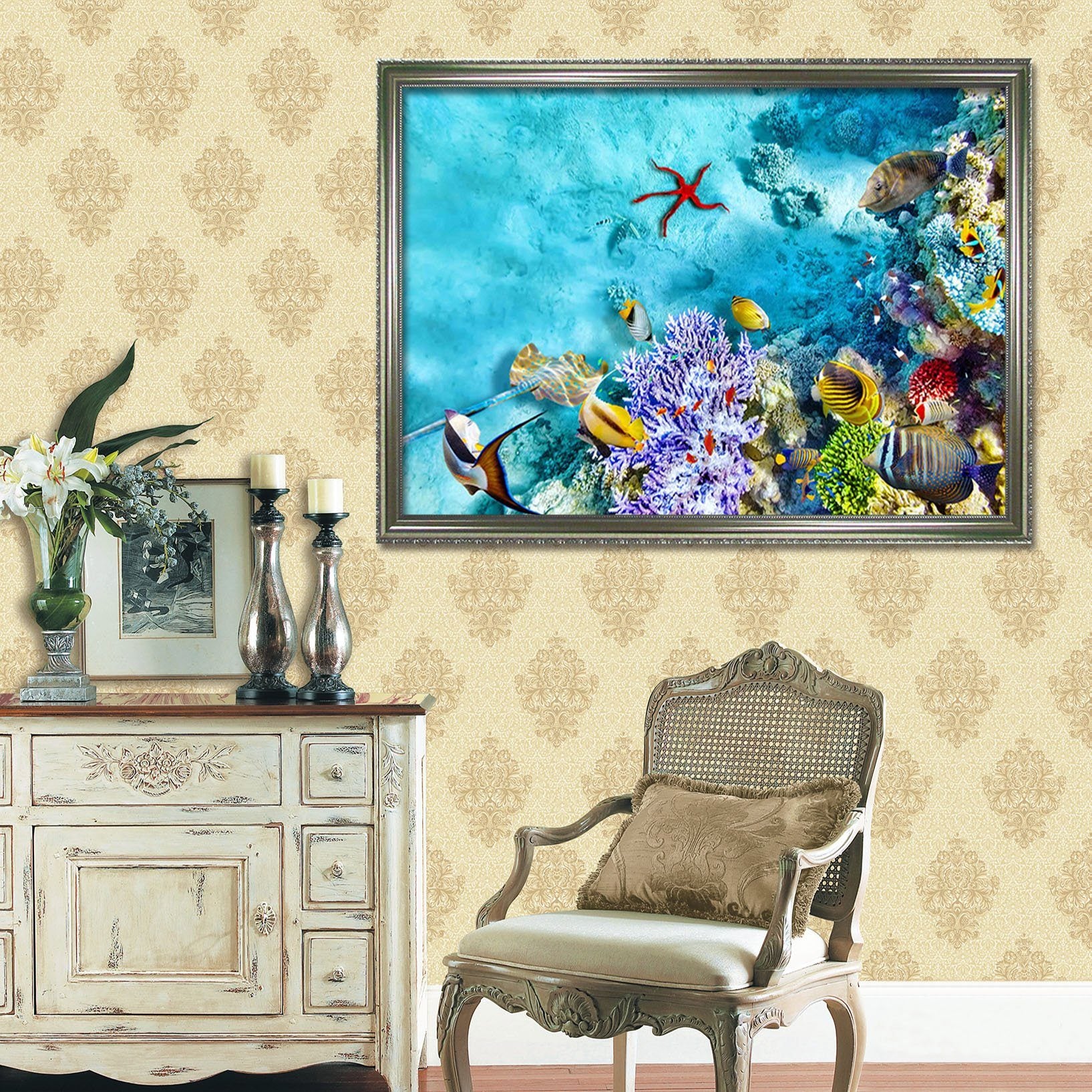 3D Deep-Sea Creatures 090 Fake Framed Print Painting Wallpaper AJ Creativity Home 