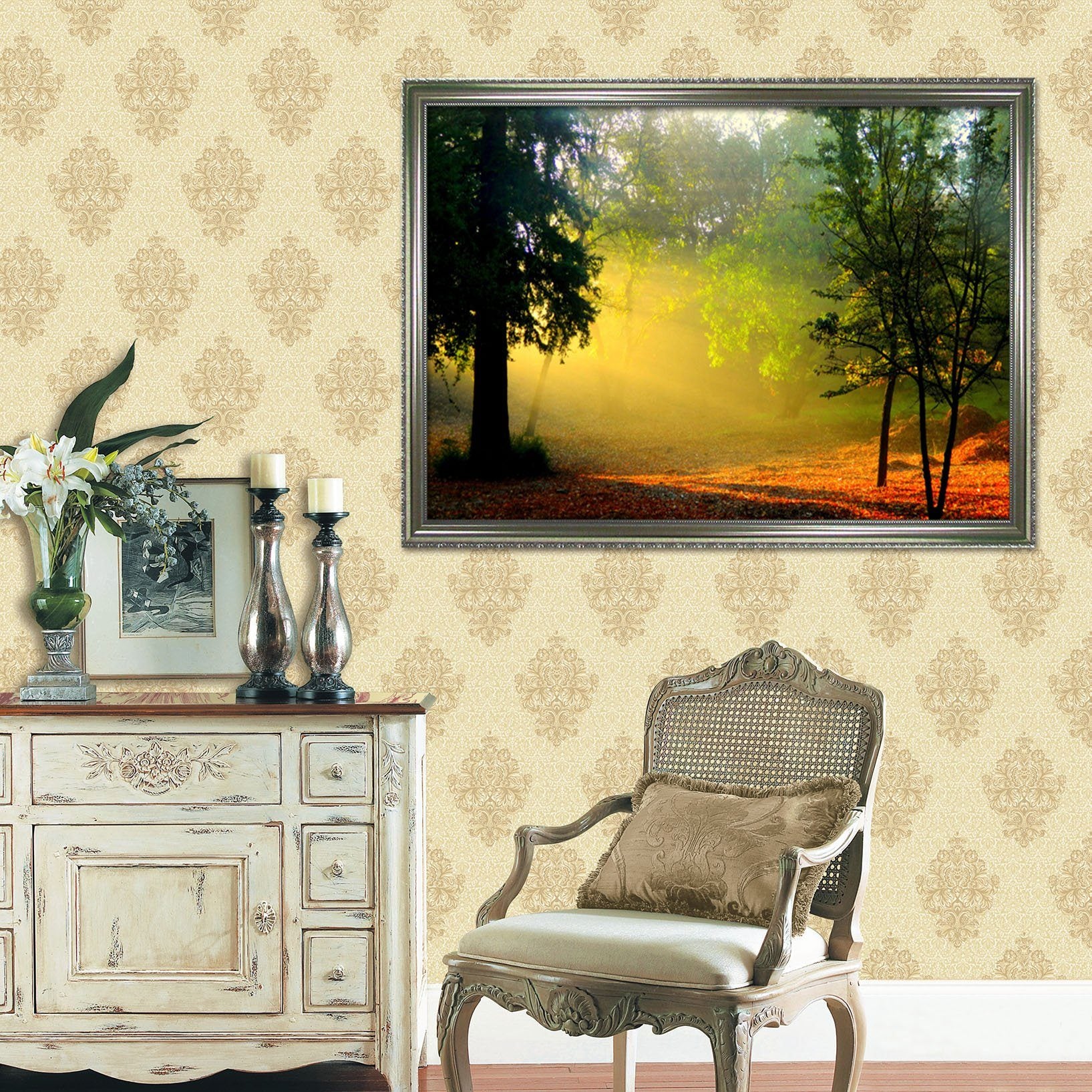 3D Sunshine Leaves 033 Fake Framed Print Painting Wallpaper AJ Creativity Home 