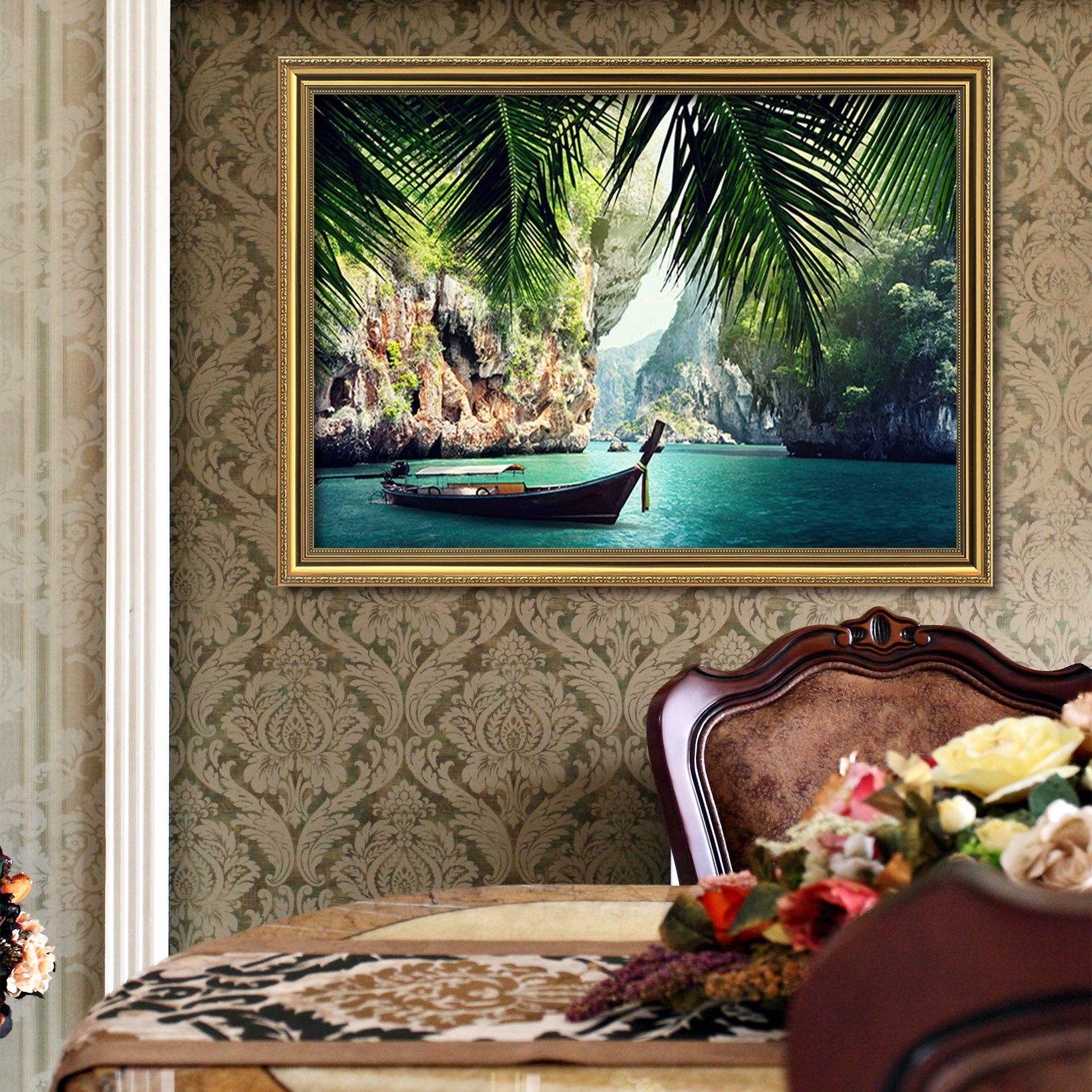 3D Boat Still 086 Fake Framed Print Painting Wallpaper AJ Creativity Home 