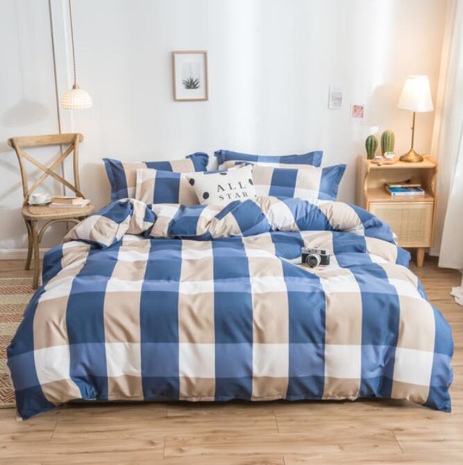 3D Blue And Yellow Large Grid 4074 Bed Pillowcases Quilt