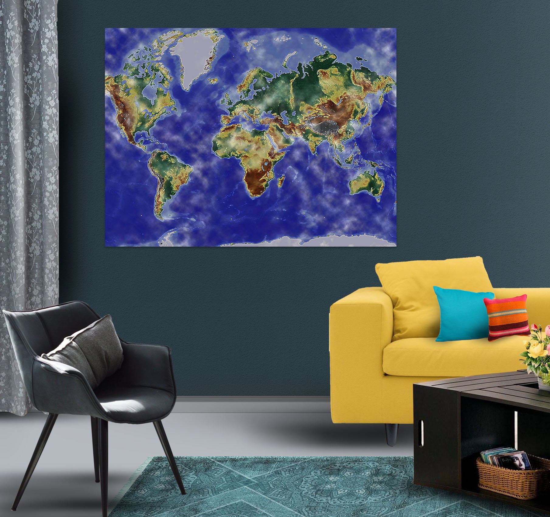3D Sea Wave 272 World Map Wall Sticker