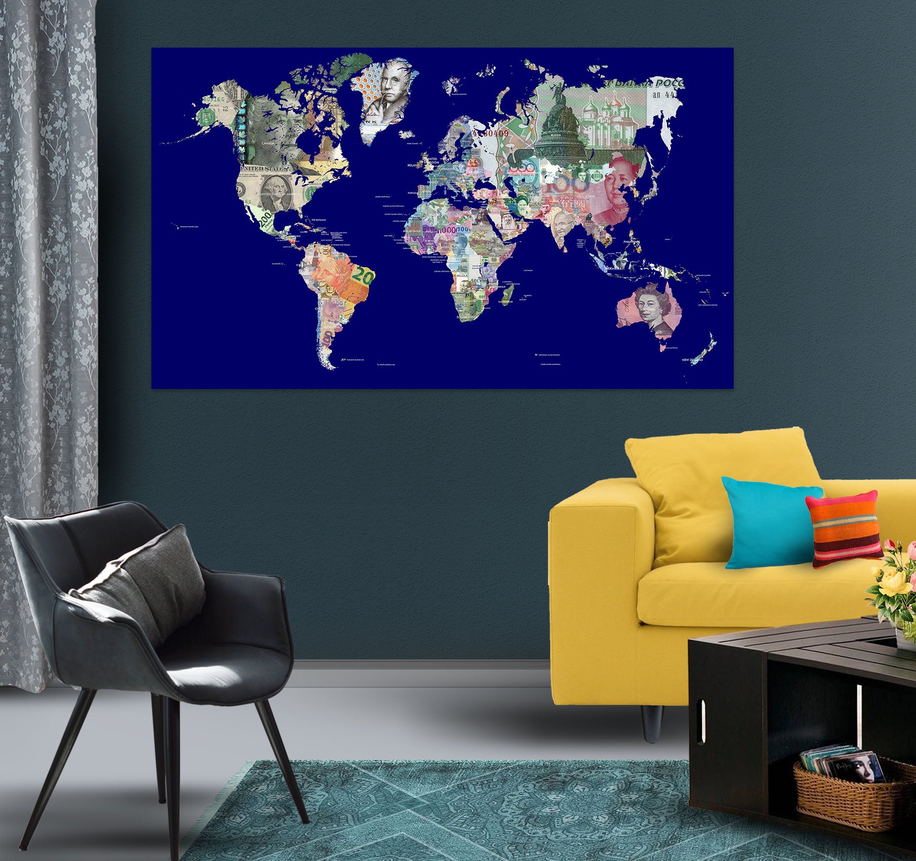 3D Color Island 215 World Map Wall Sticker