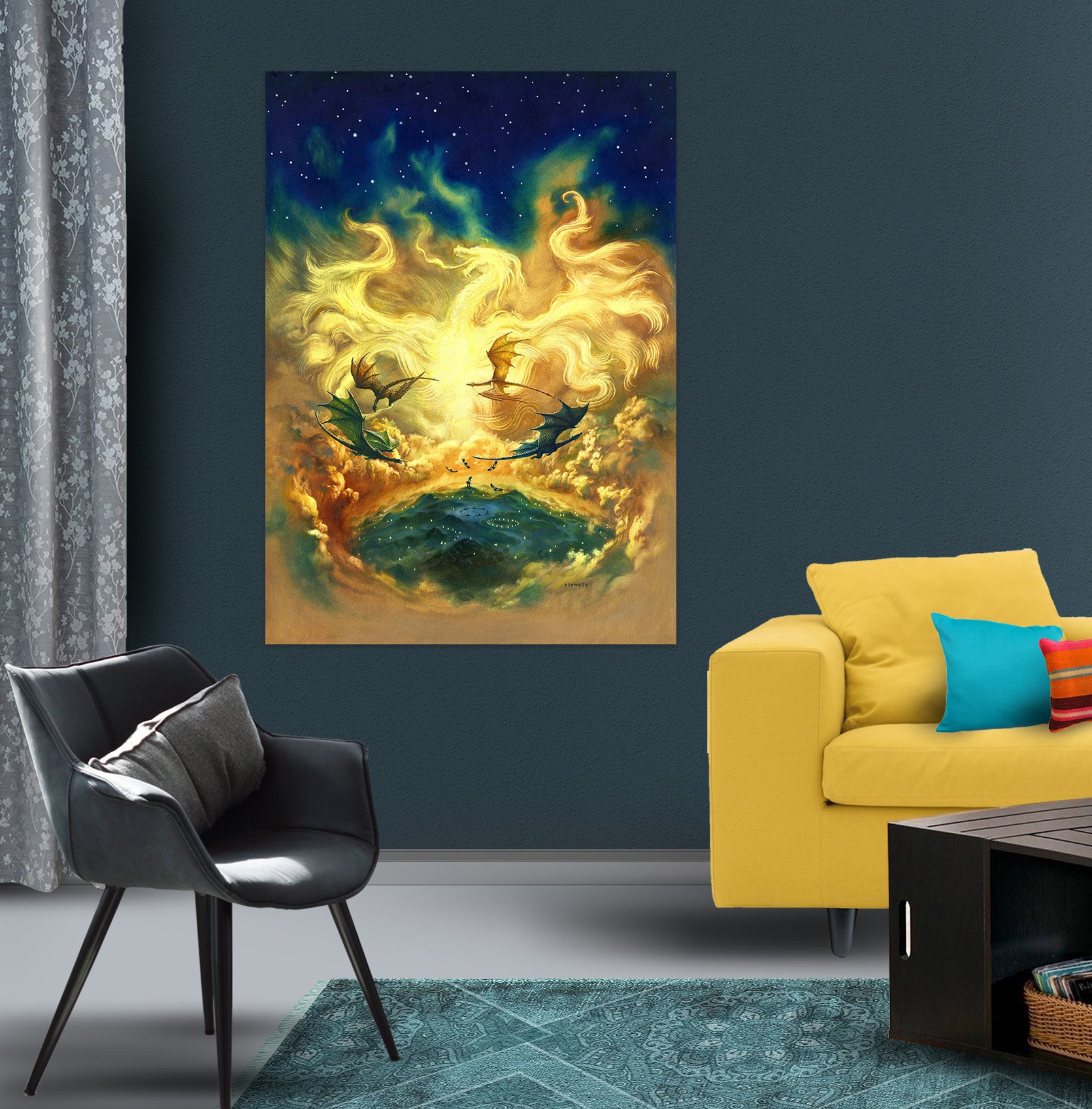 3D Golden Dragon Pattern 8133 Ciruelo Wall Sticker