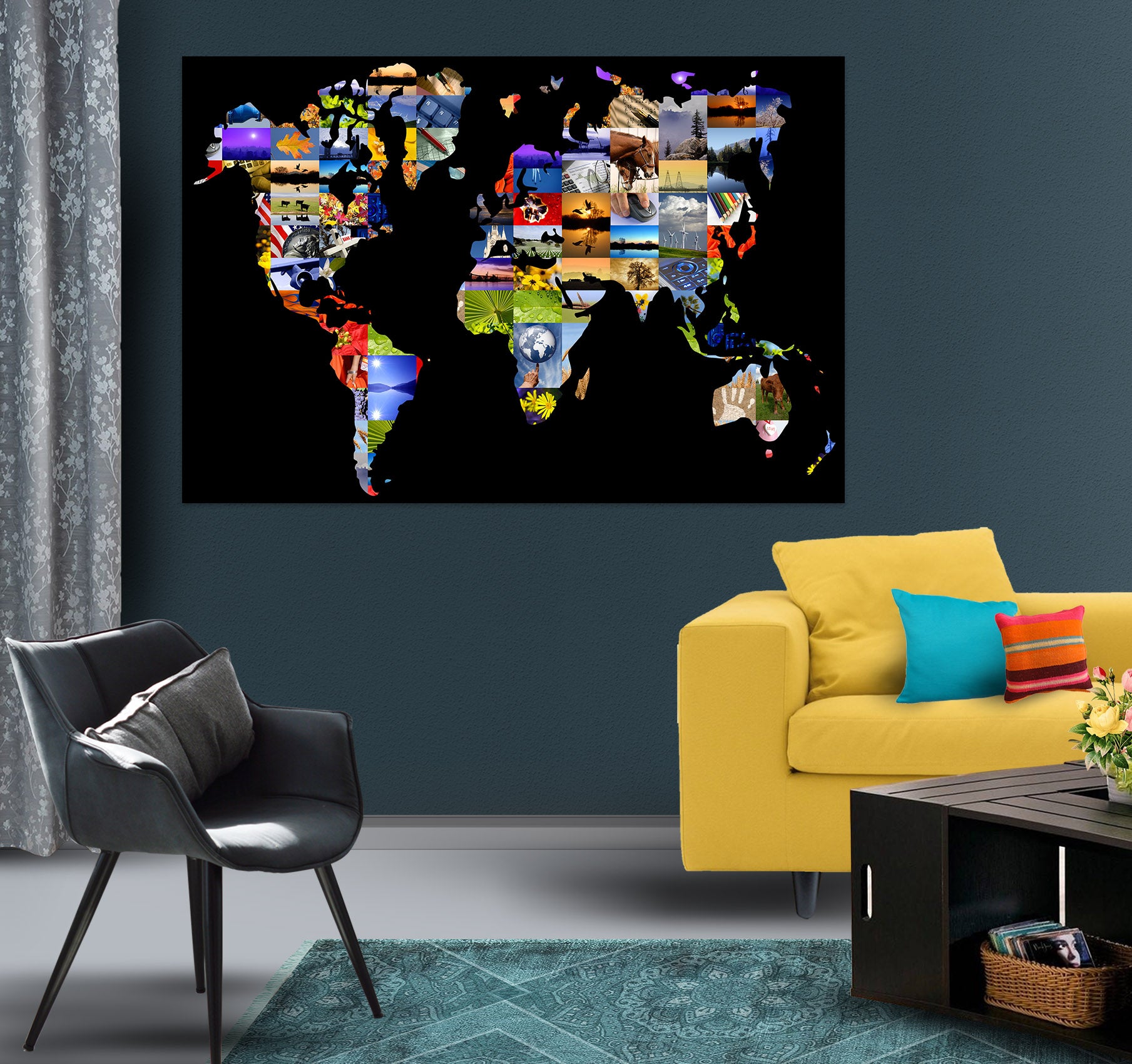 3D Color Art 118 World Map Wall Sticker