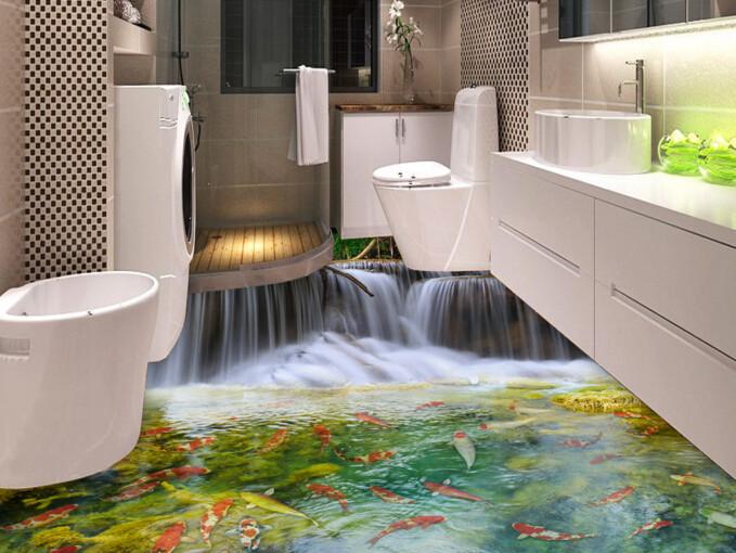 3D Waterfall And Pond Floor Mural Wallpaper AJ Wallpaper 2 