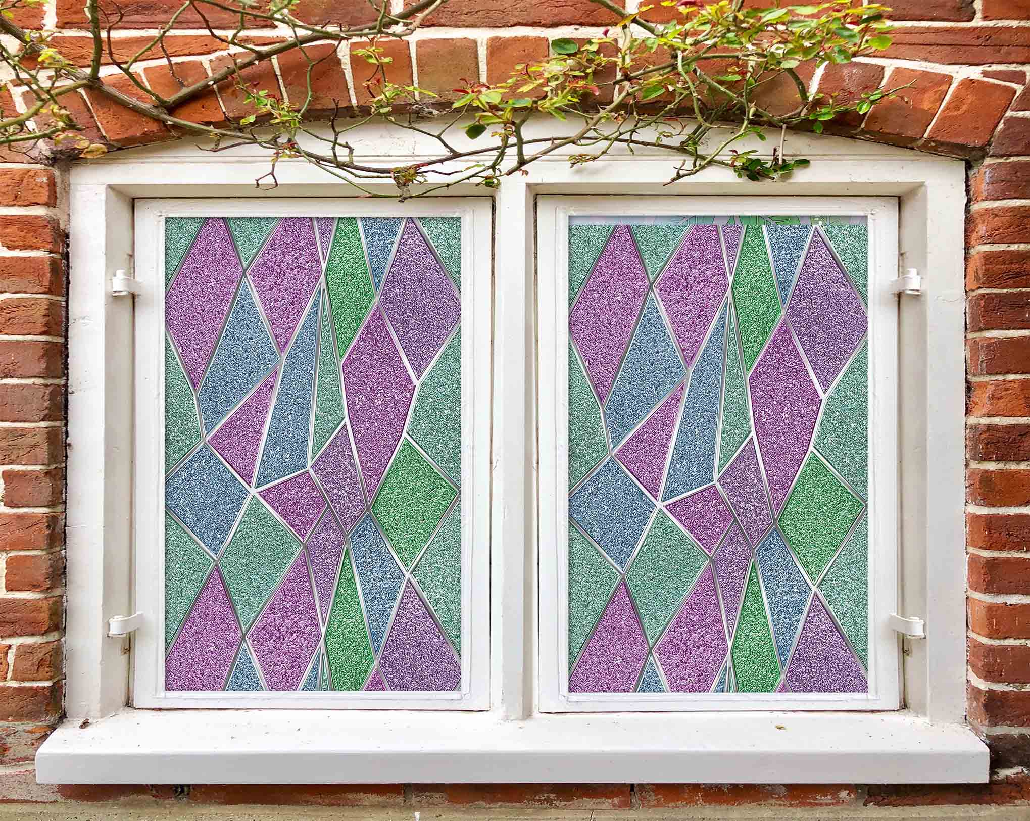 3D Purple Irregular 462 Window Film Print Sticker Cling Stained Glass UV Block