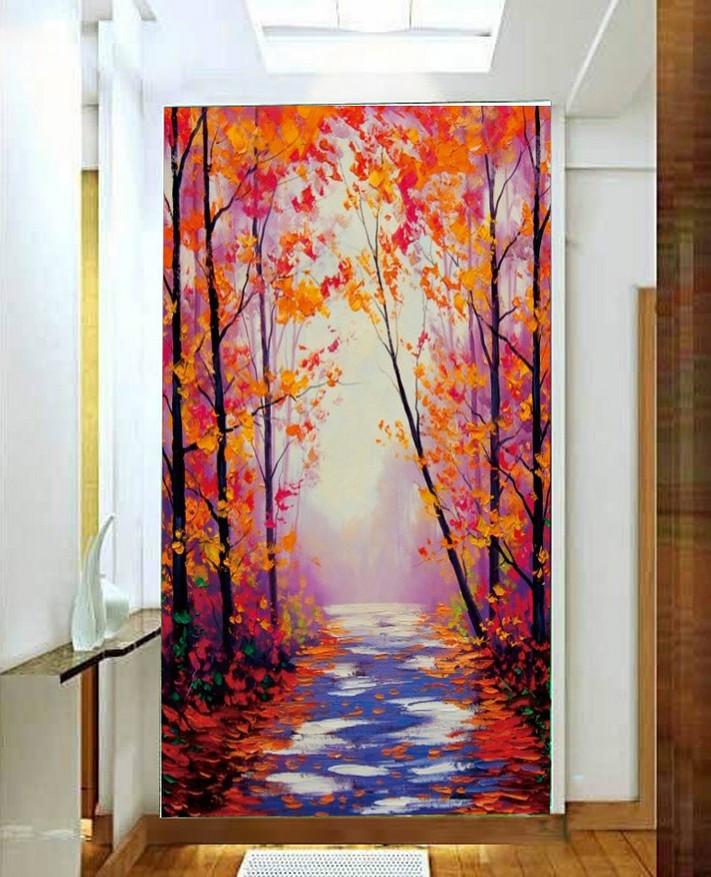 Riverside Trees Painting Wallpaper AJ Wallpaper 