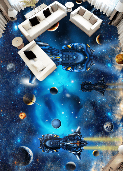 3D Space Ships Floor Mural Wallpaper AJ Wallpaper 2 