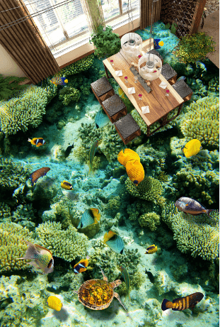 3D Green Sea Bottom Floor Mural Wallpaper AJ Wallpaper 2 