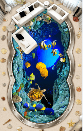 3D Cave Fish 085 Floor Mural Wallpaper AJ Wallpaper 2 