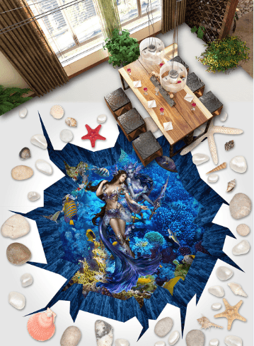 3D Sea Bottom Mermaids Floor Mural Wallpaper AJ Wallpaper 2 