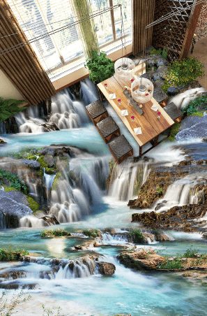 3D Waterfalls Scenery Floor Mural Wallpaper AJ Wallpaper 2 