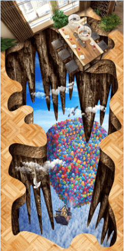 3D Flying House 071 Floor Mural Wallpaper AJ Wallpaper 2 