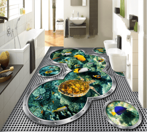 3D Turtle Fish 067 Floor Mural Wallpaper AJ Wallpaper 2 